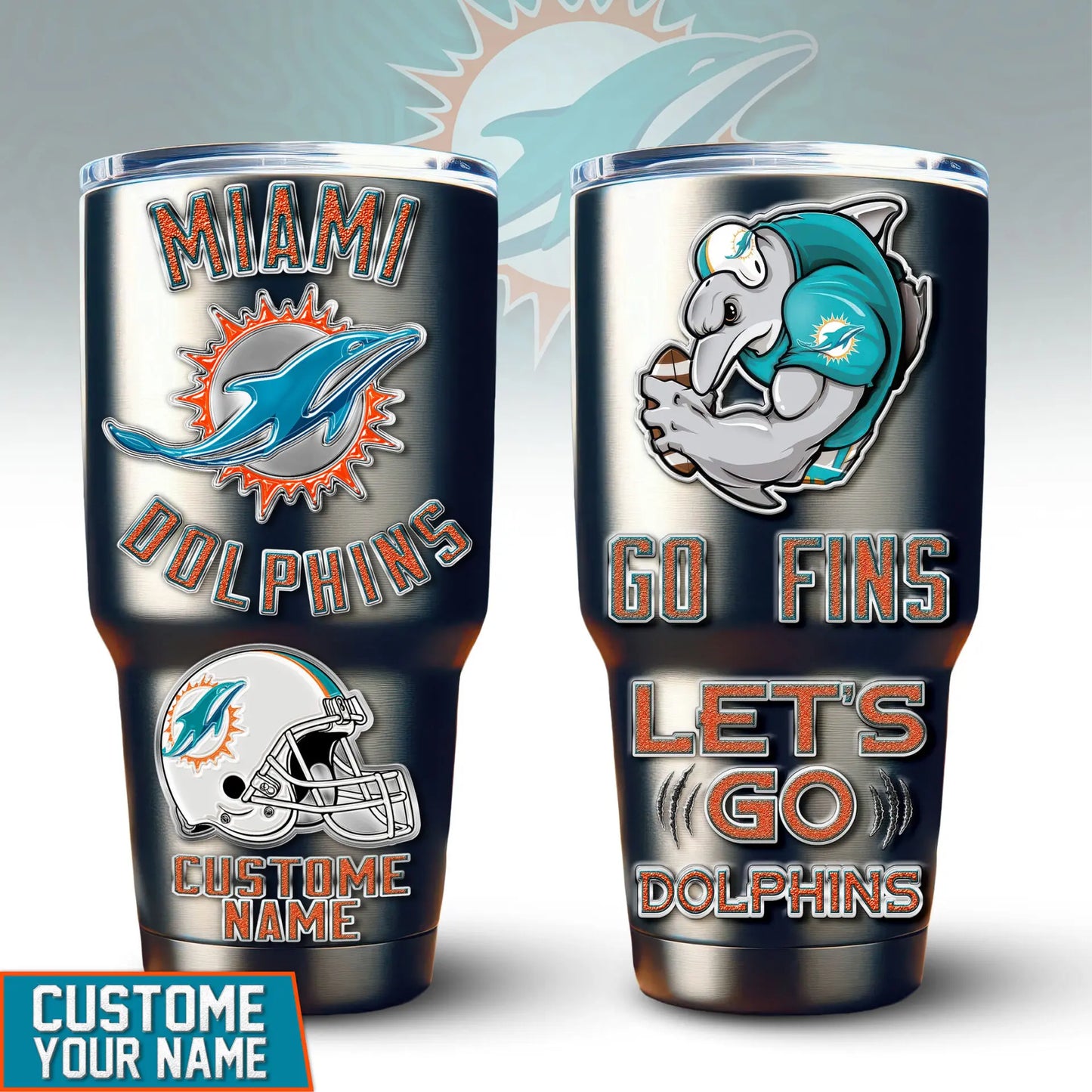 Miami Dolphins | PREMIUM TUMBLER TD – HuddleStyle.com - Image 3