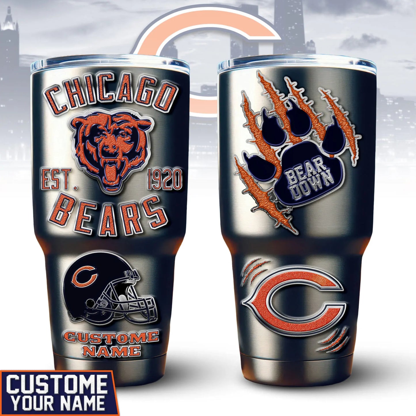Chicago Bears | PREMIUM TUMBLER TD – HuddleStyle.com - Image 2