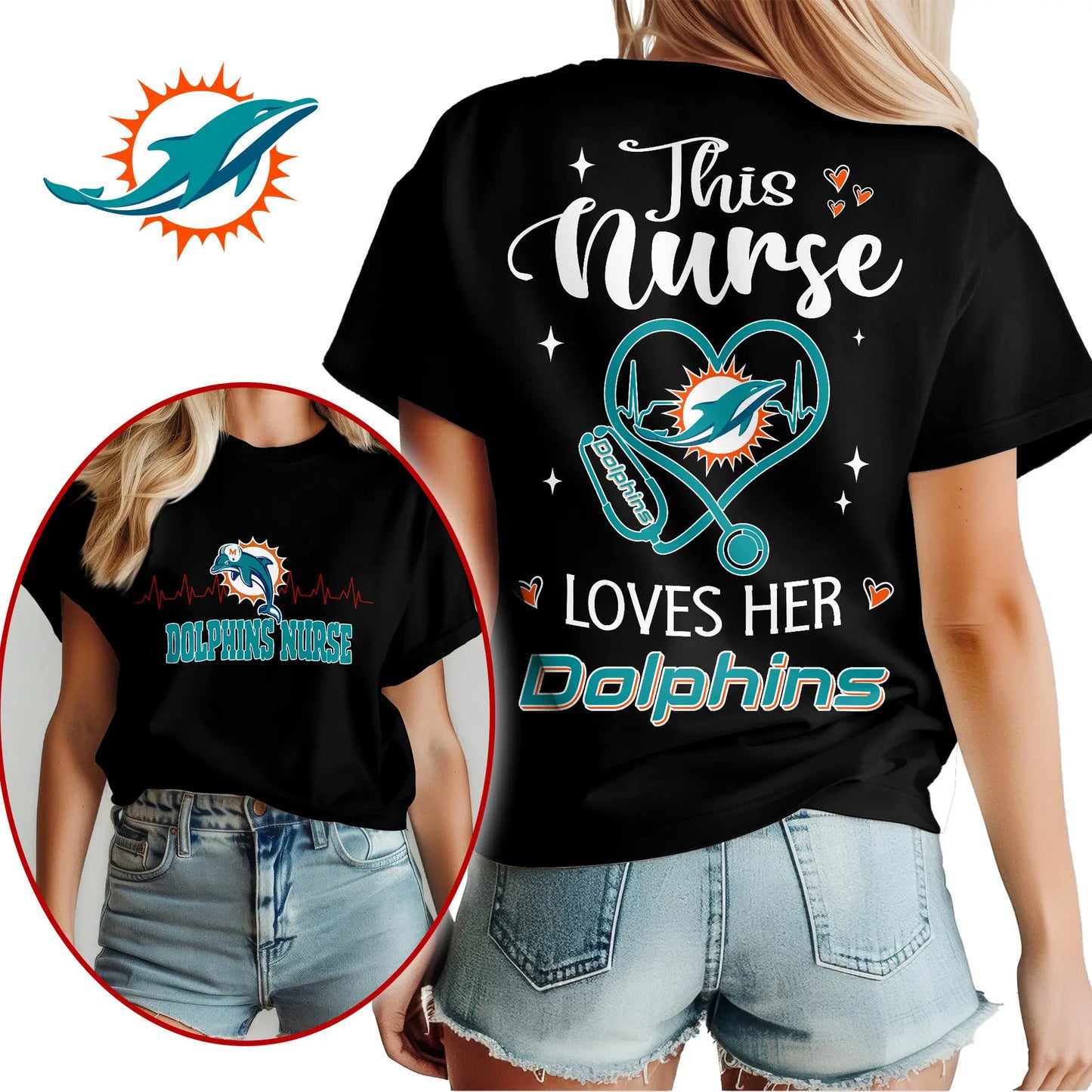 Miami Dolphins | Premium Nurse Appreciation Month Women’s Shirt NY – HuddleStyle.com - Image 2