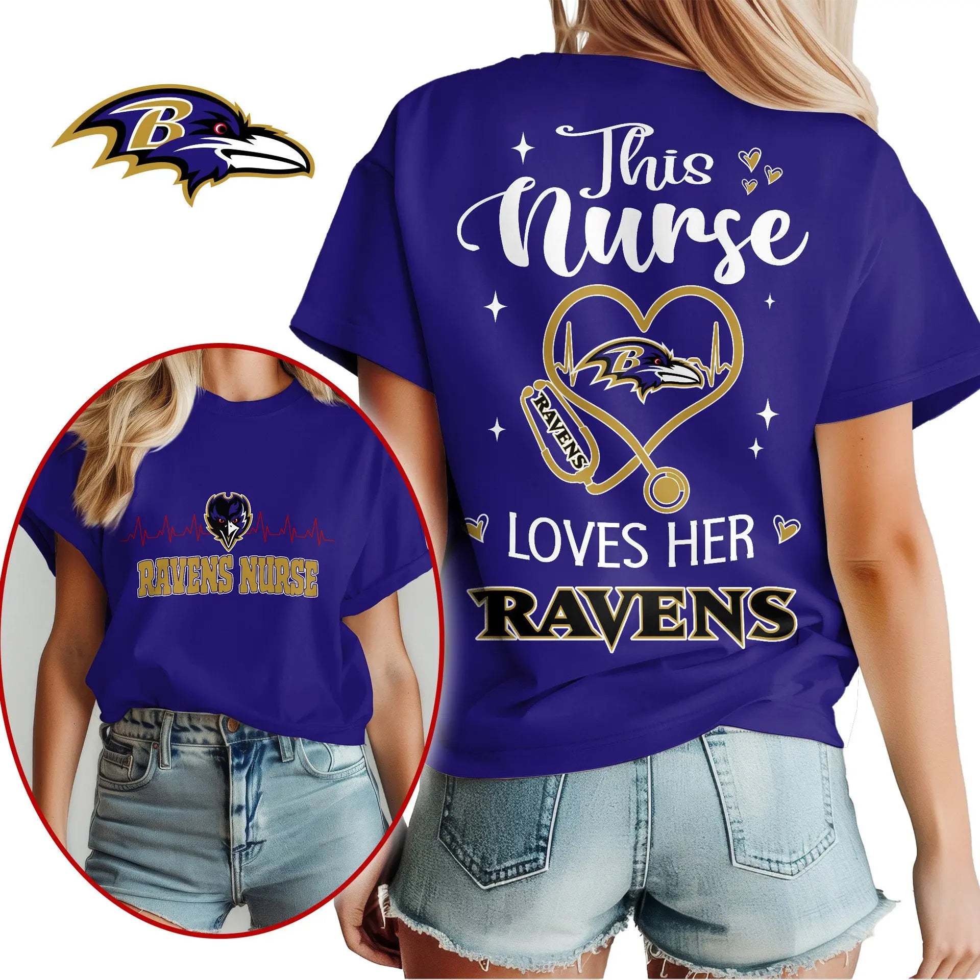 Baltimore Ravens | Premium Nurse Appreciation Month Women’s Shirt NY – HuddleStyle.com - Image 2