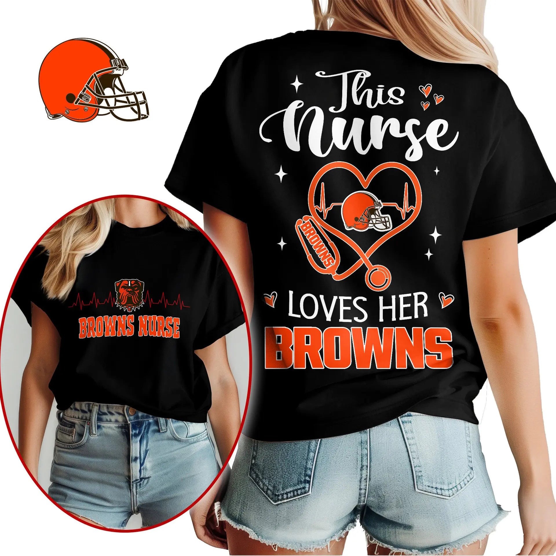 Cleveland Browns | Premium Nurse Appreciation Month Women’s Shirt NY – HuddleStyle.com - Image 2