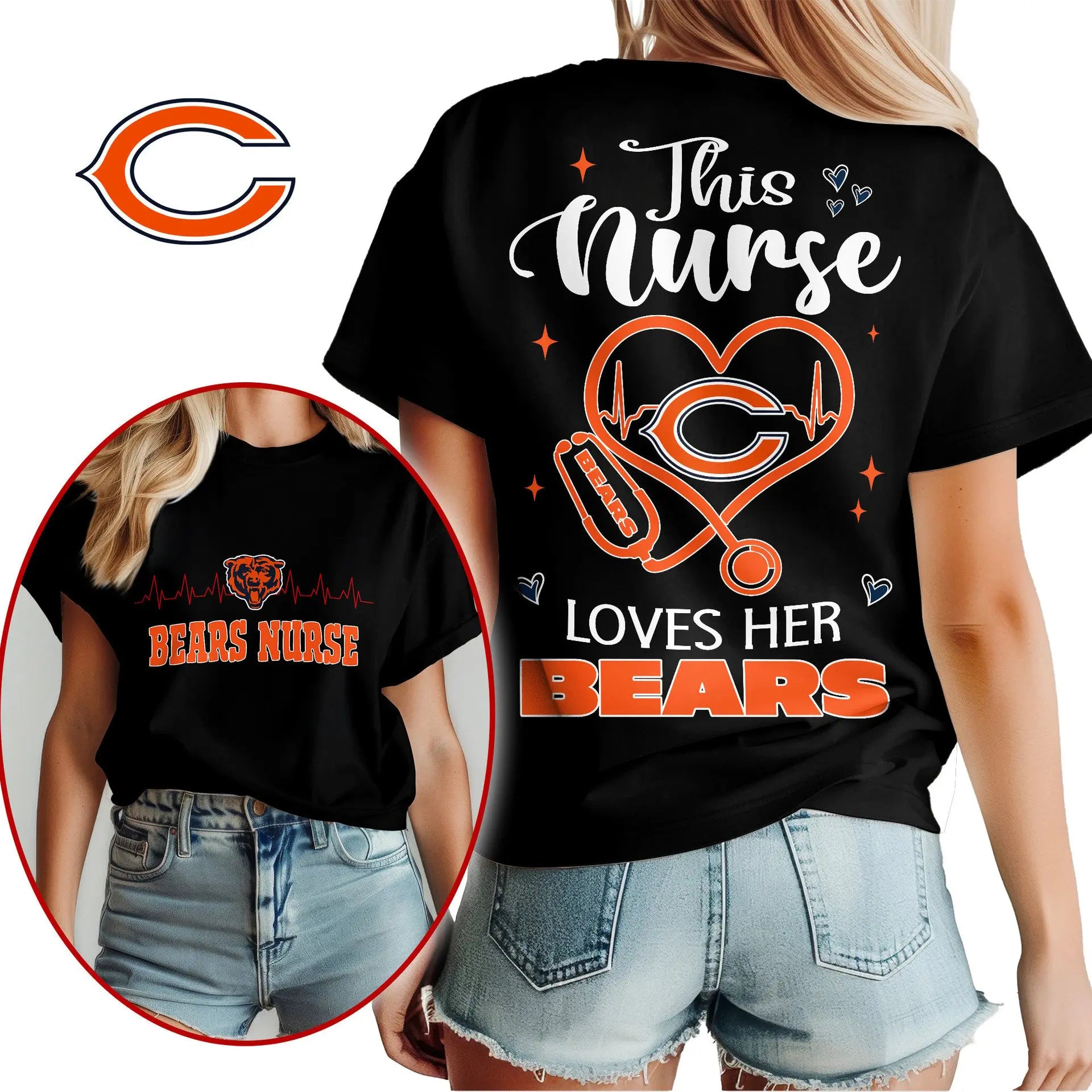 Chicago Bears | Premium Nurse Appreciation Month Women’s Shirt NY – HuddleStyle.com - Image 2