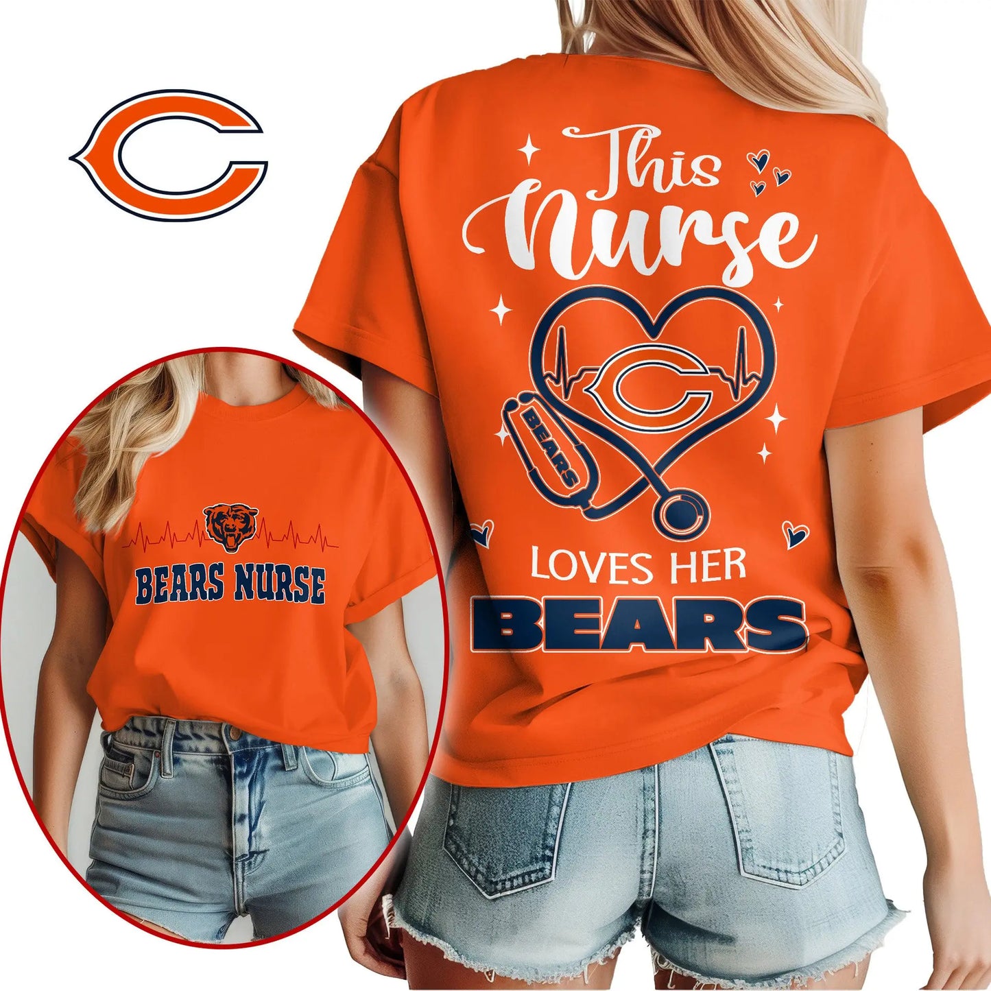 Chicago Bears | Premium Nurse Appreciation Month Women’s Shirt NY – HuddleStyle.com - Image 3