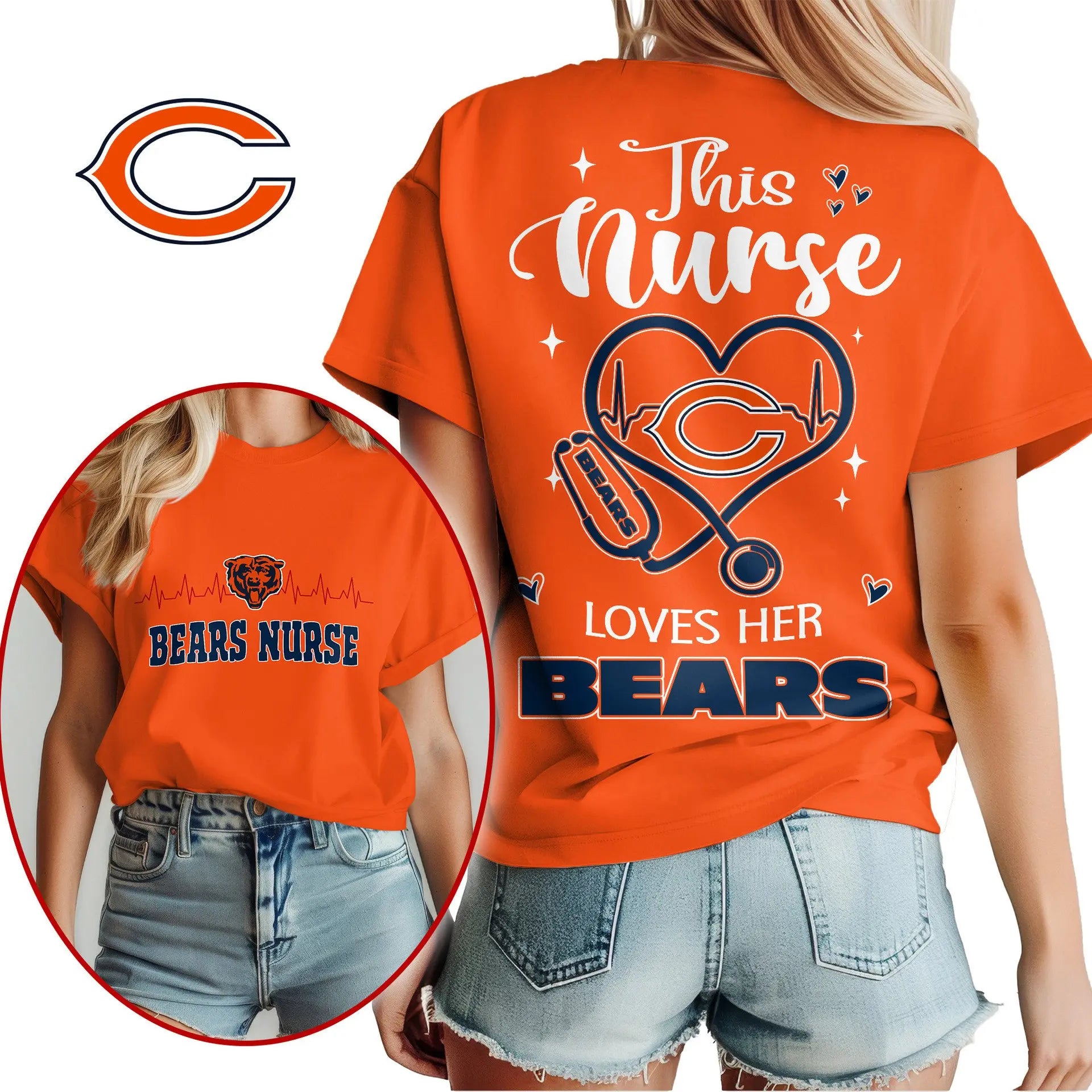 Chicago Bears | Premium Nurse Appreciation Month Women’s Shirt NY – HuddleStyle.com - Image 3