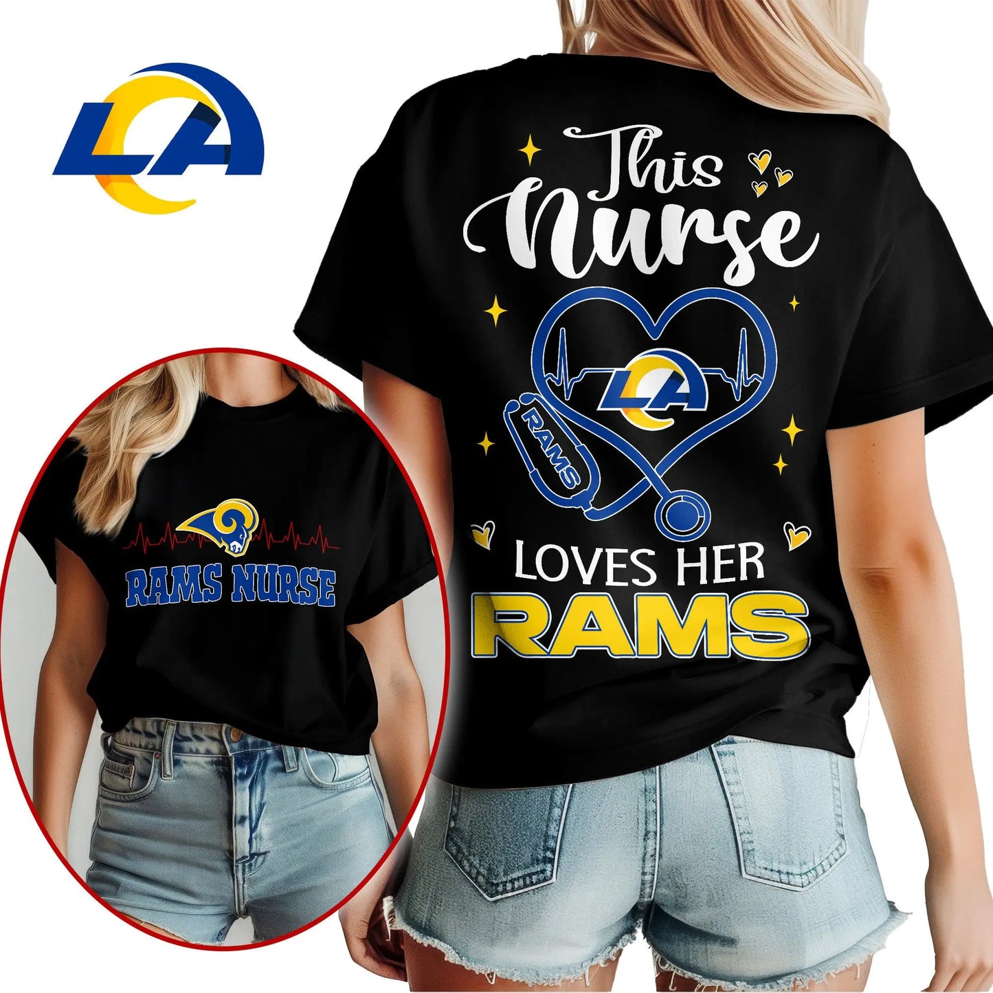 Los Angeles Rams | Premium Nurse Appreciation Month Women’s Shirt NY – HuddleStyle.com - Main