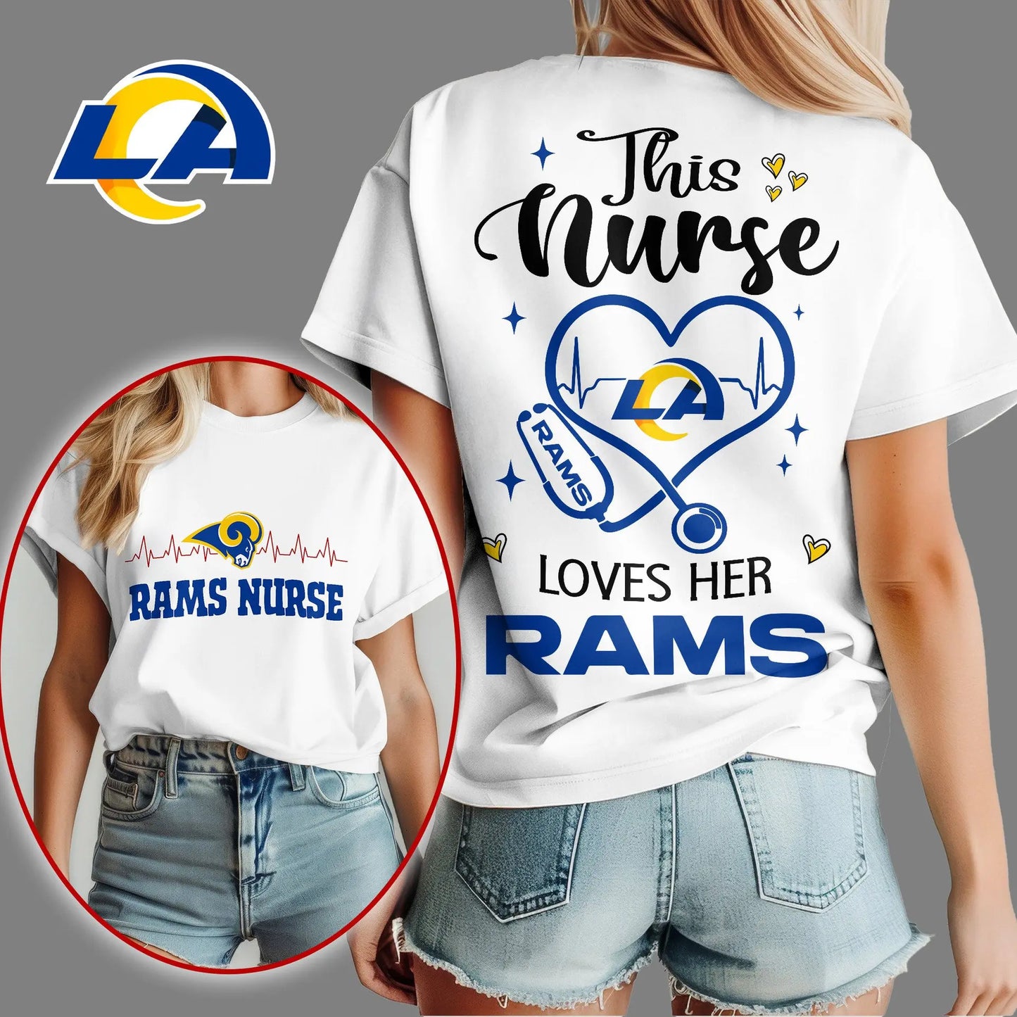Los Angeles Rams | Premium Nurse Appreciation Month Women’s Shirt NY – HuddleStyle.com - Image 4