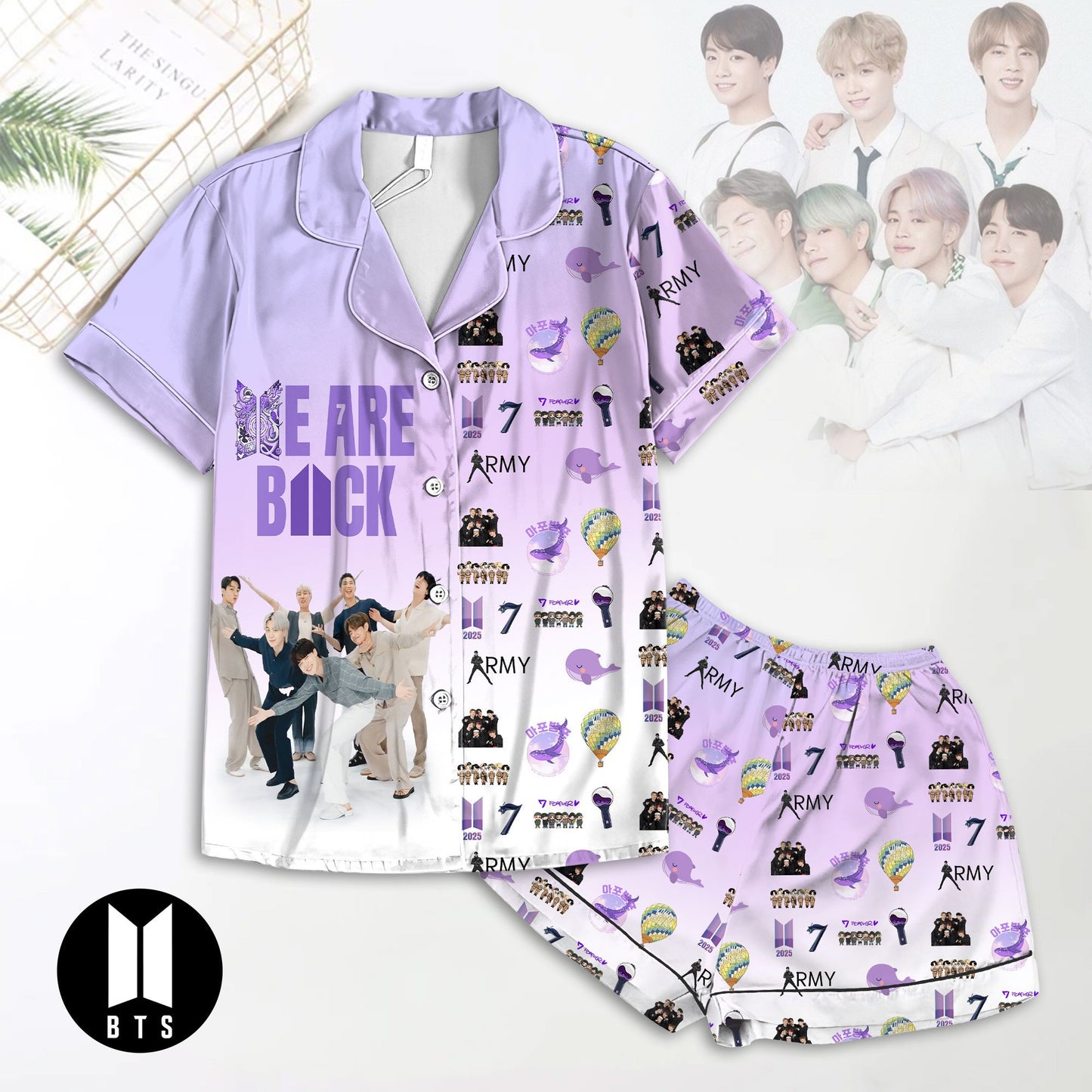 PREMIUM BTS WE ARE BACK BUTTON PAJAMAS SET NY