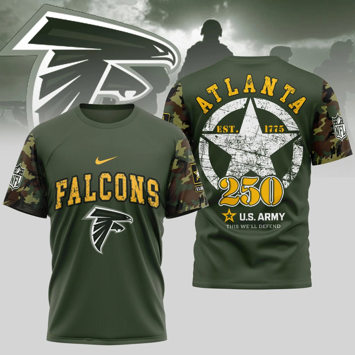 Atlanta Falcons | Premium U.S.Army 3D Shirt TD – HuddleStyle.com - Image 2