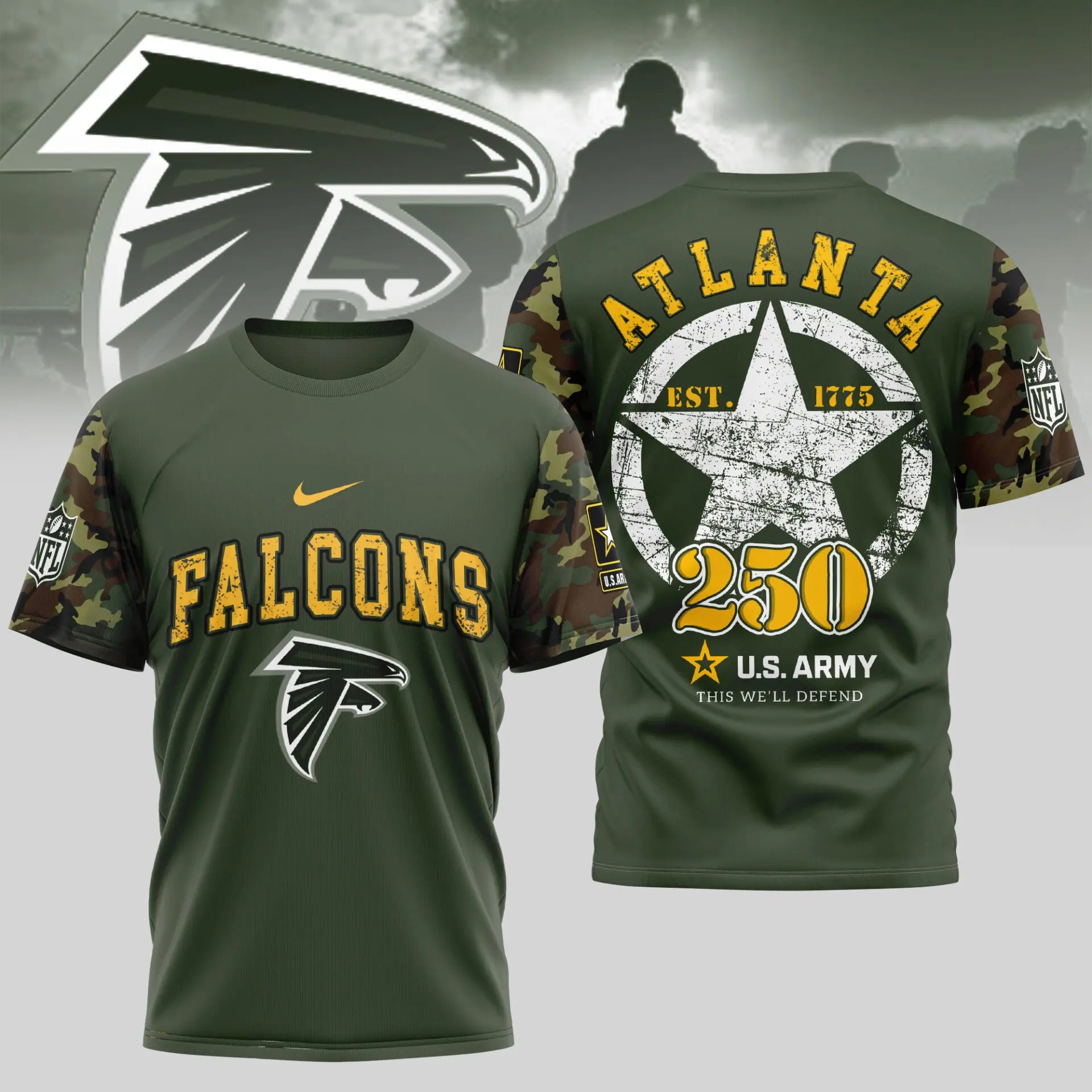 Atlanta Falcons | Premium U.S.Army 3D Shirt TD – HuddleStyle.com - Image 2