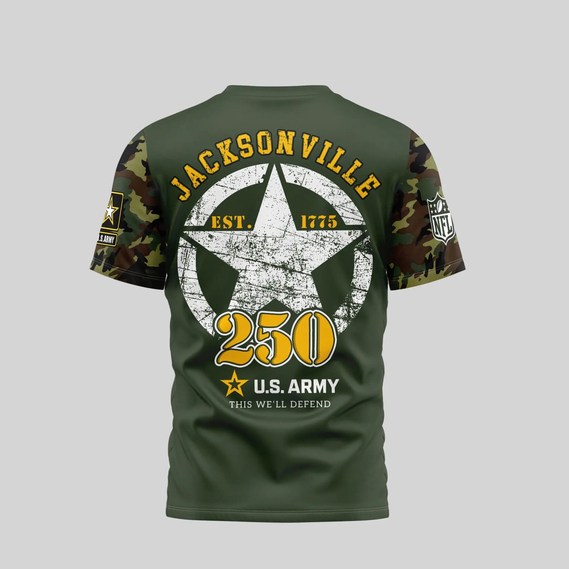 Jacksonville Jaguars | Premium U.S.Army 3D Shirt TD – HuddleStyle.com - Image 3