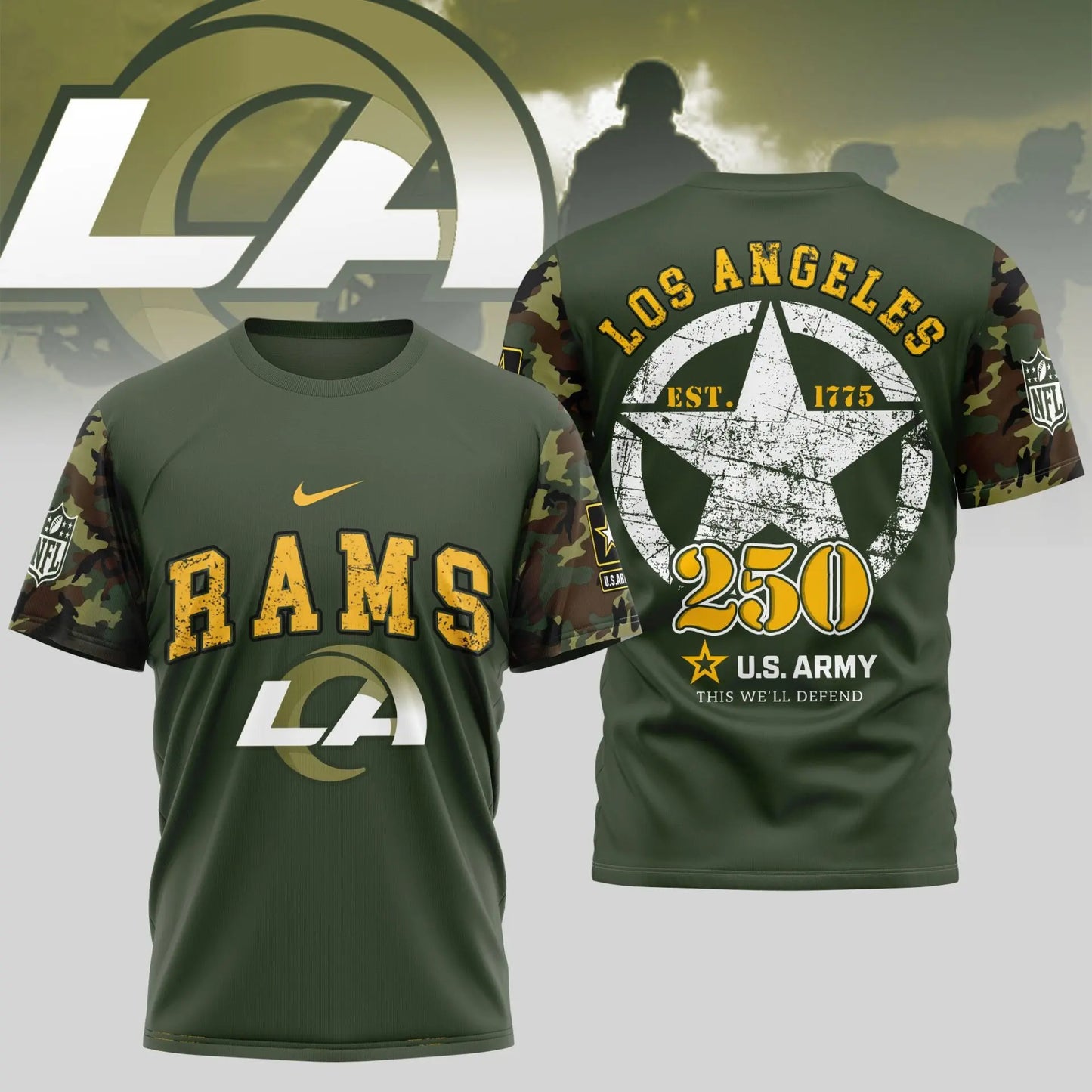 Los Angeles Rams | Premium U.S.Army 3D Shirt TD – HuddleStyle.com - Image 4