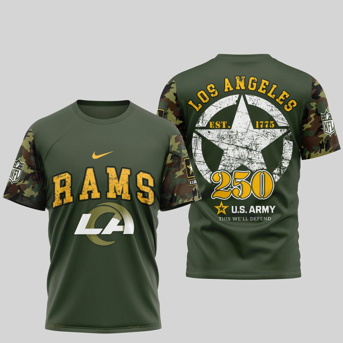 Los Angeles Rams | Premium U.S.Army 3D Shirt TD – HuddleStyle.com - Image 2