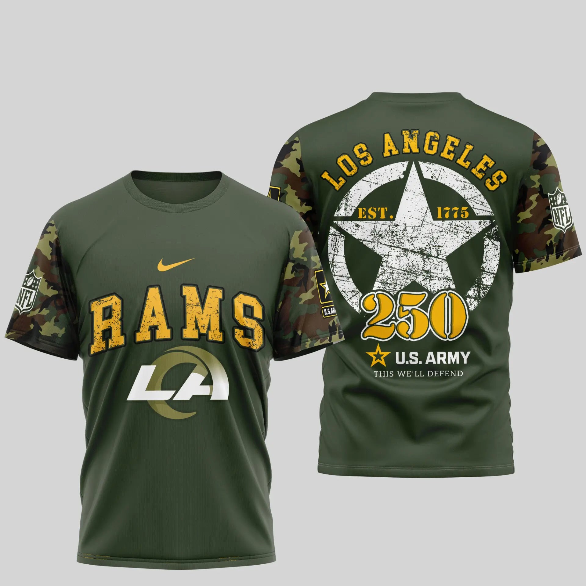 Los Angeles Rams | Premium U.S.Army 3D Shirt TD – HuddleStyle.com - Image 2