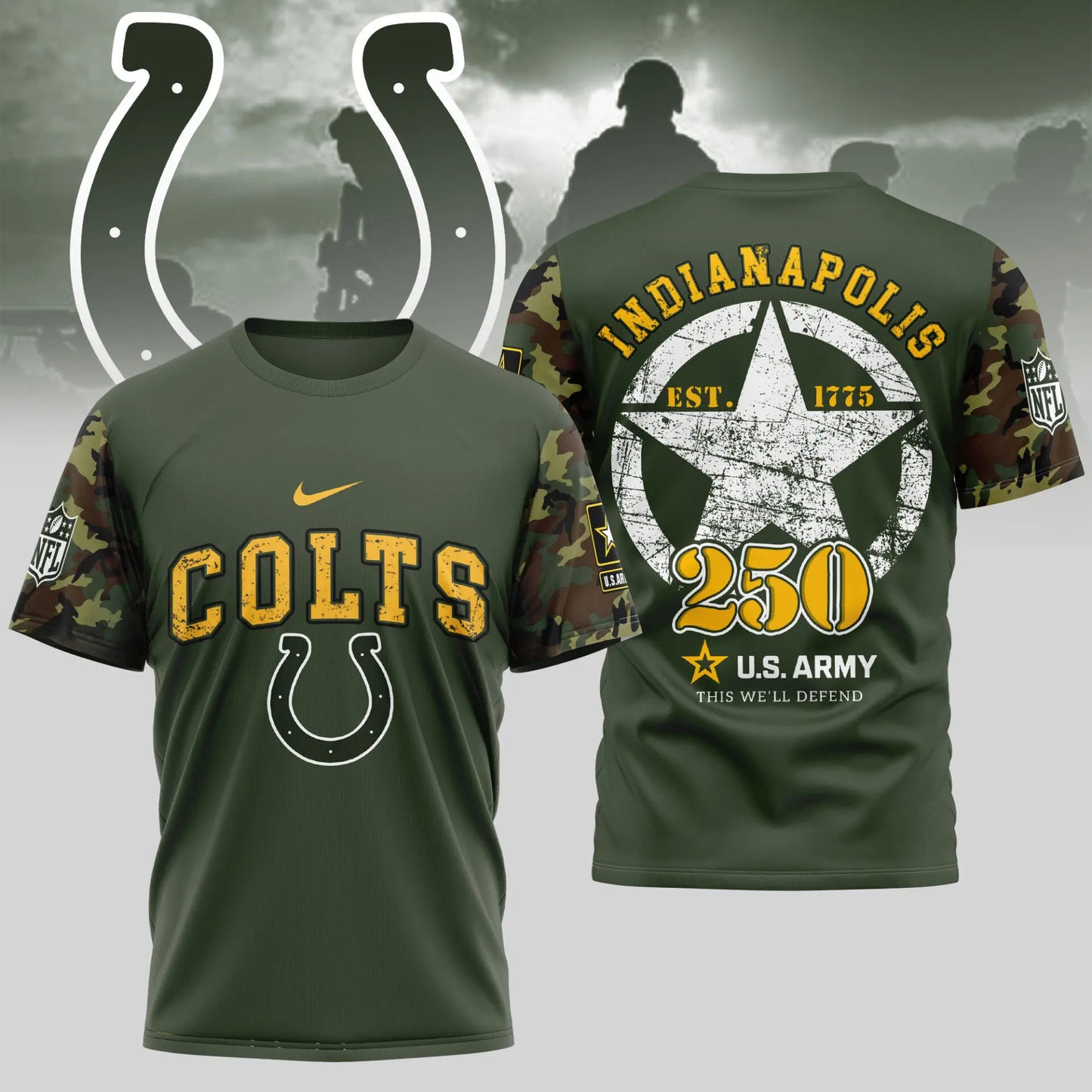 Indianapolis Colts | Premium U.S.Army 3D Shirt TD – HuddleStyle.com - Image 2