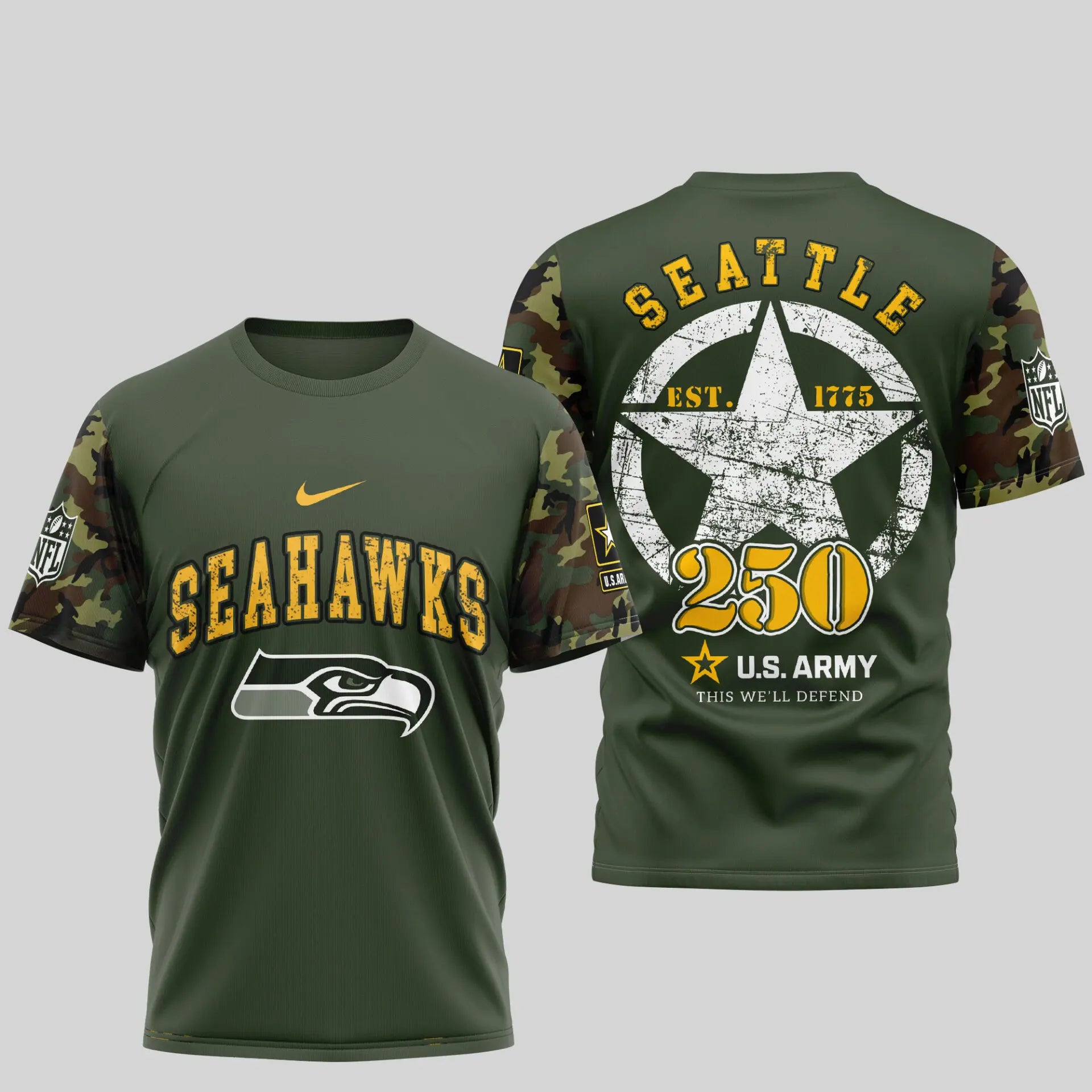 Seattle Seahawks | Premium U.S.Army 3D Shirt TD – HuddleStyle.com - Main