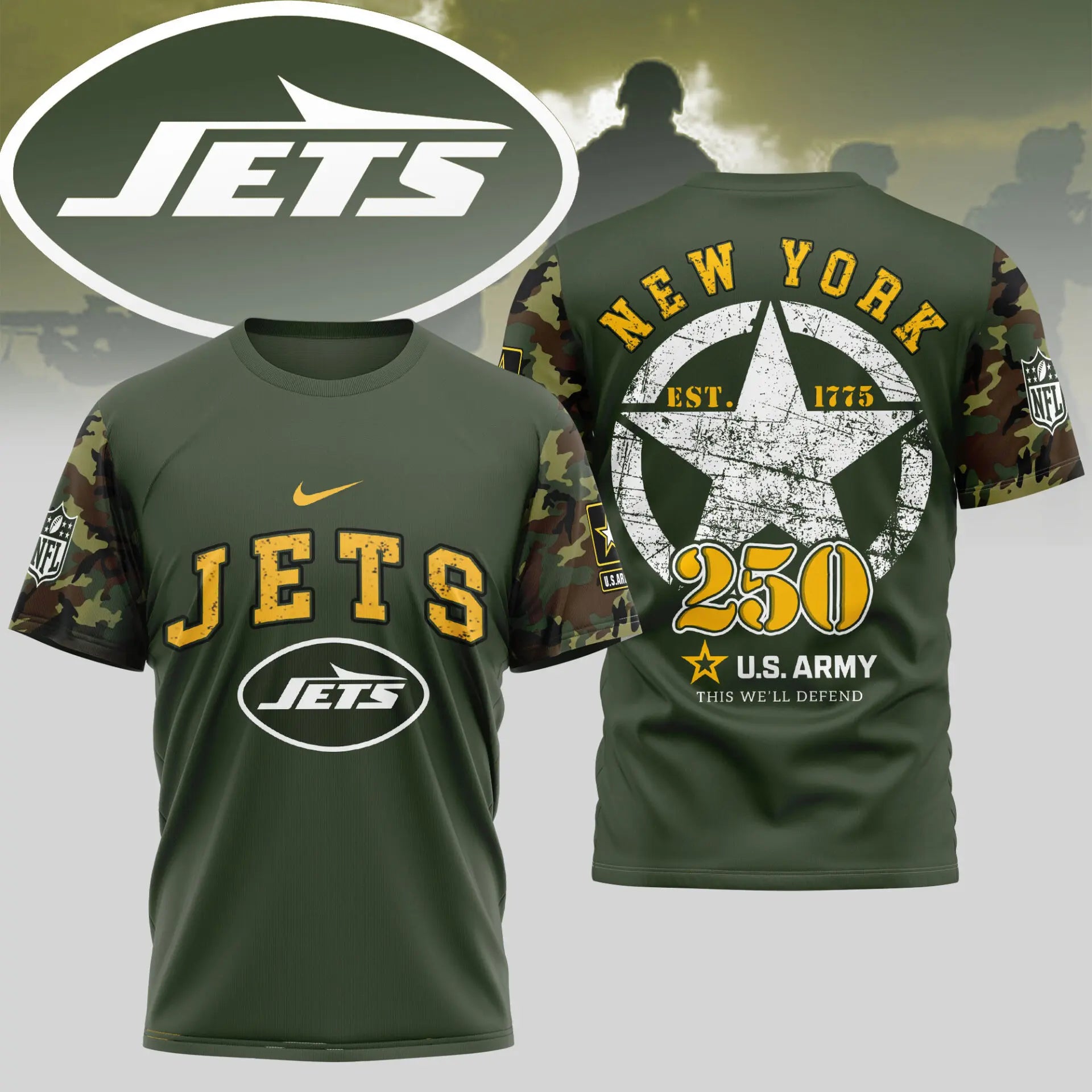 New York Jets | Premium U.S.Army 3D Shirt TD – HuddleStyle.com - Image 4