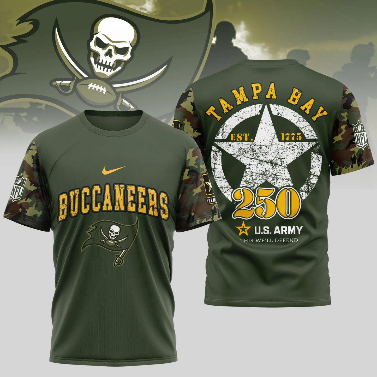 Tampa Bay Buccaneers | Premium U.S.Army 3D Shirt TD – HuddleStyle.com - Image 2