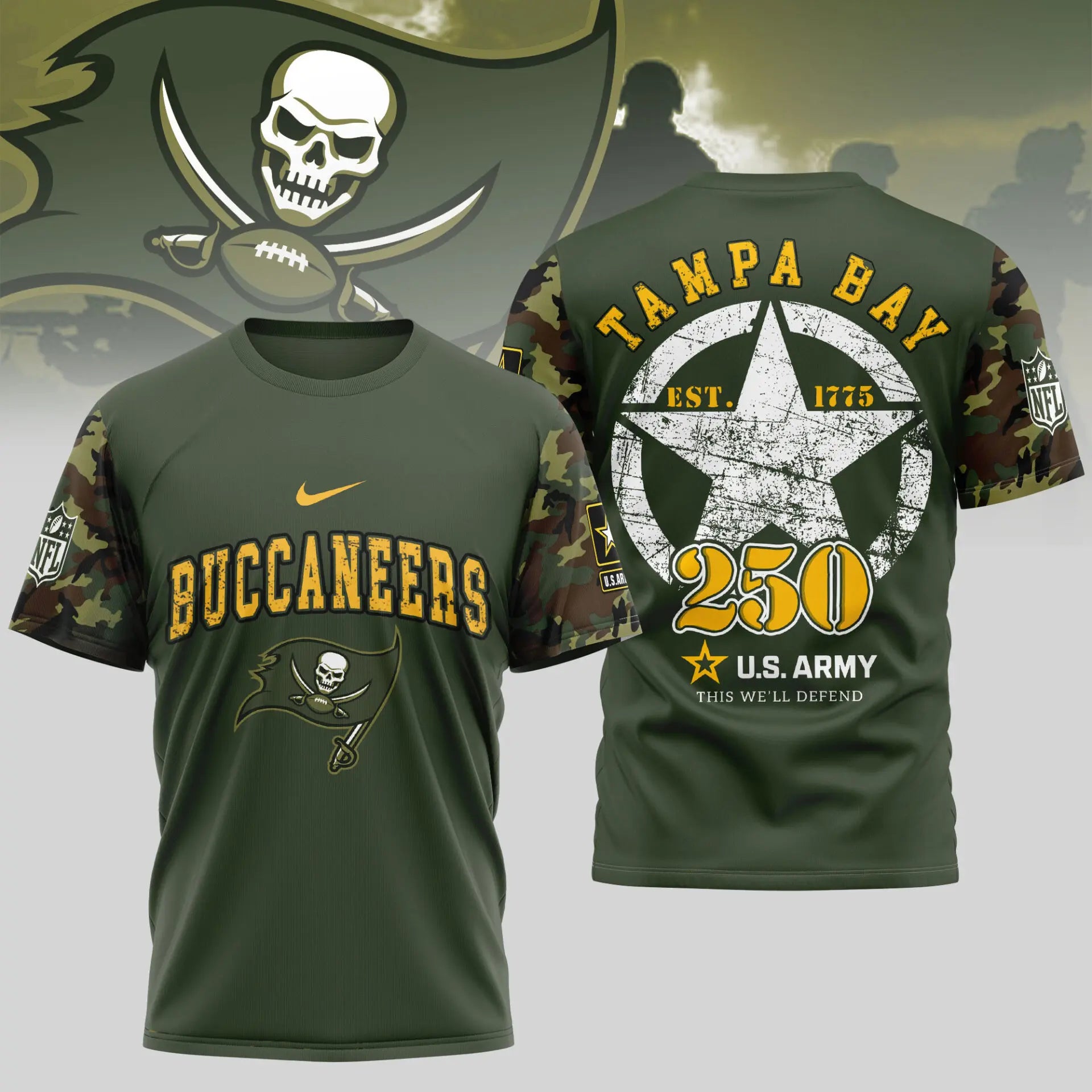 Tampa Bay Buccaneers | Premium U.S.Army 3D Shirt TD – HuddleStyle.com - Image 2