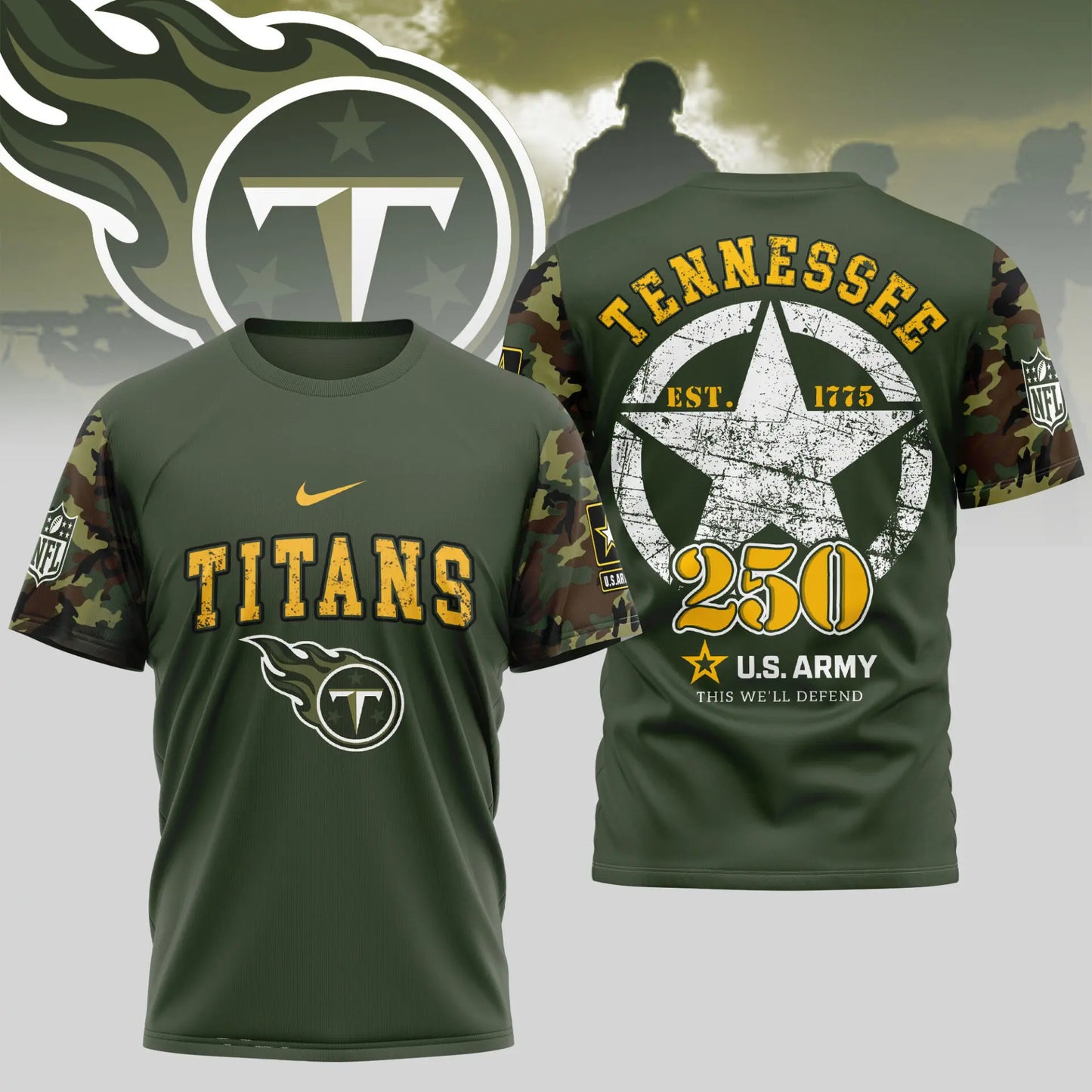 Tennessee Titans | Premium U.S.Army 3D Shirt TD – HuddleStyle.com - Image 3