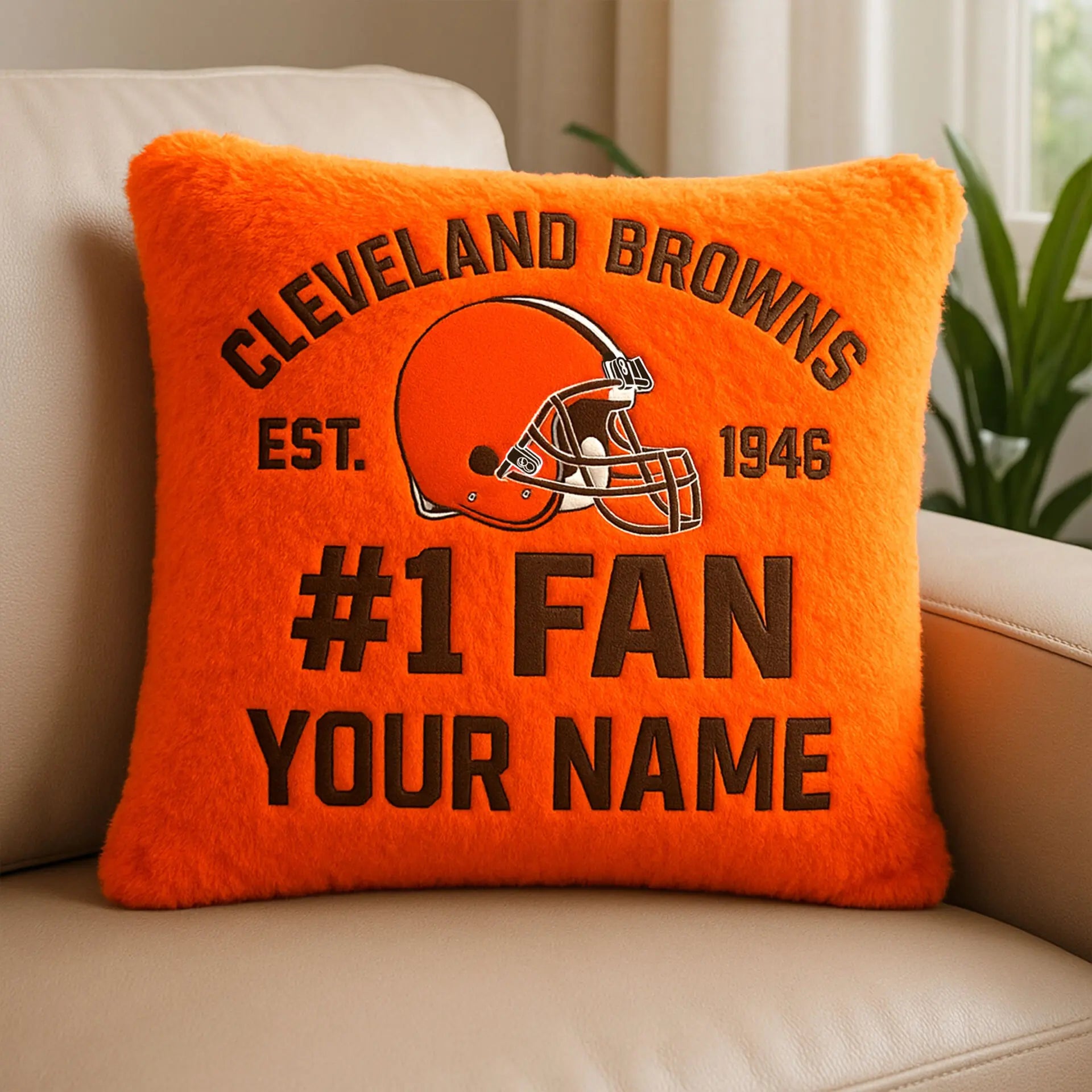 Cleveland Browns | Premium Custom Decorative Pillow TD – HuddleStyle.com - Image 3