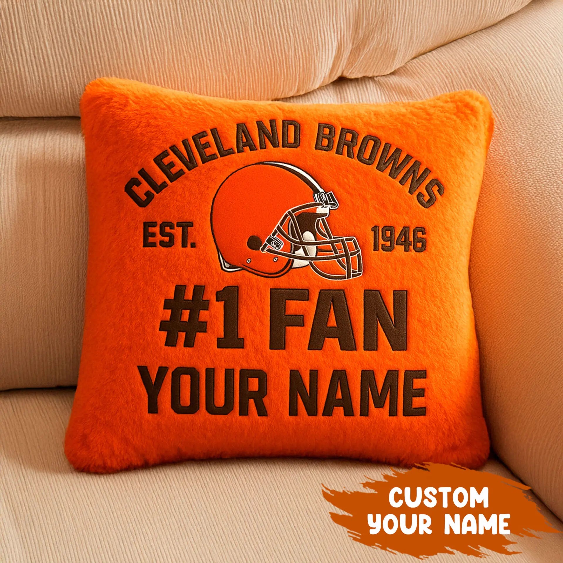 Cleveland Browns | Premium Custom Decorative Pillow TD – HuddleStyle.com - Image 4