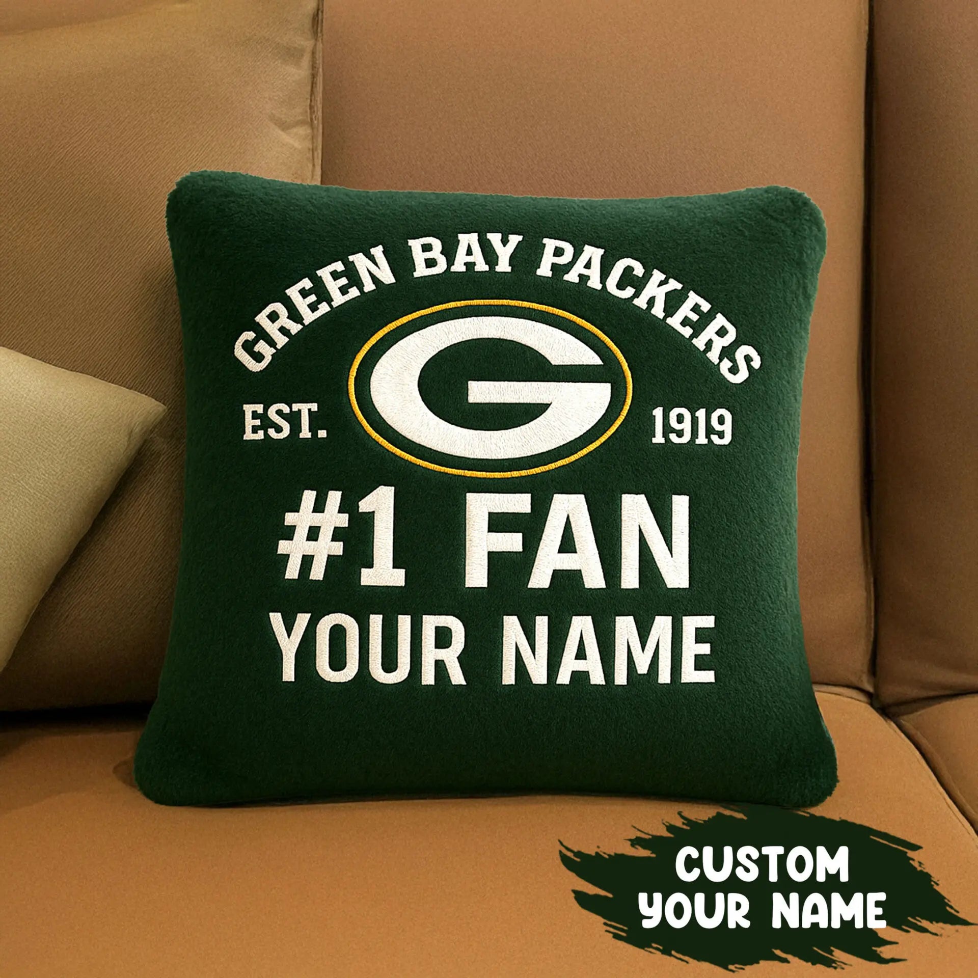 Green Bay Packers | Premium Custom Decorative Pillow TD – HuddleStyle.com - Image 3