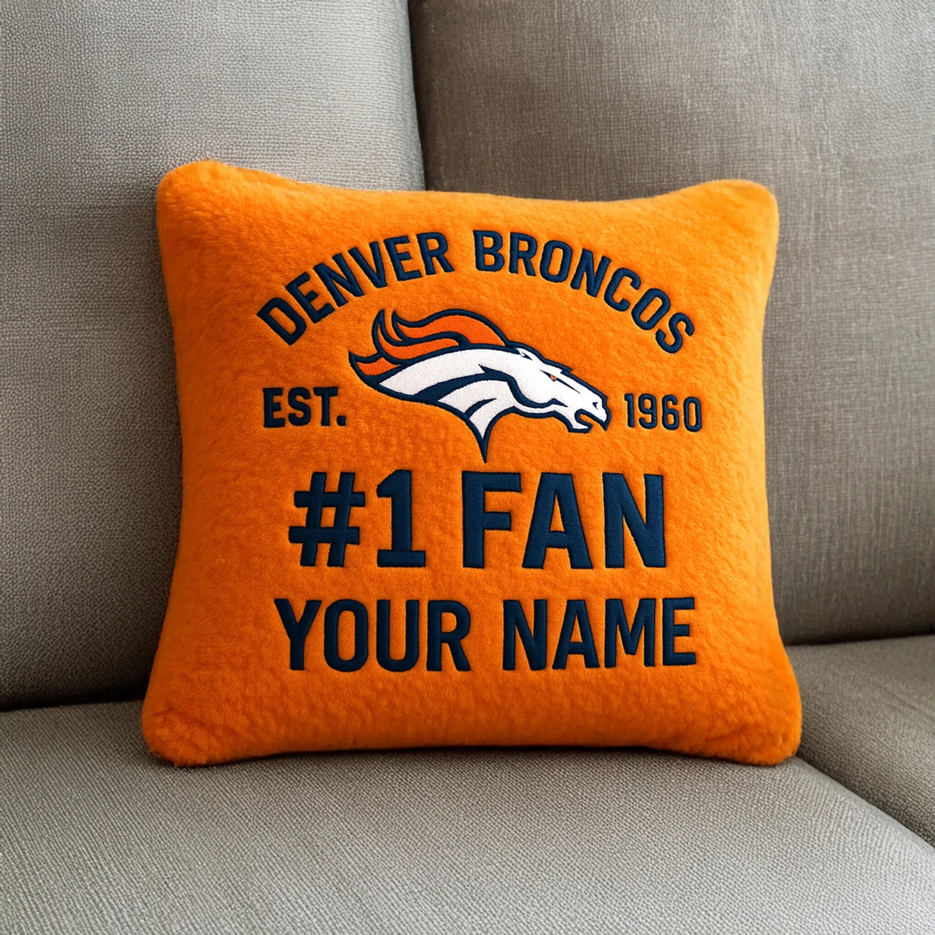 Denver Broncos | Premium Custom Decorative Pillow TD – HuddleStyle.com - Image 3