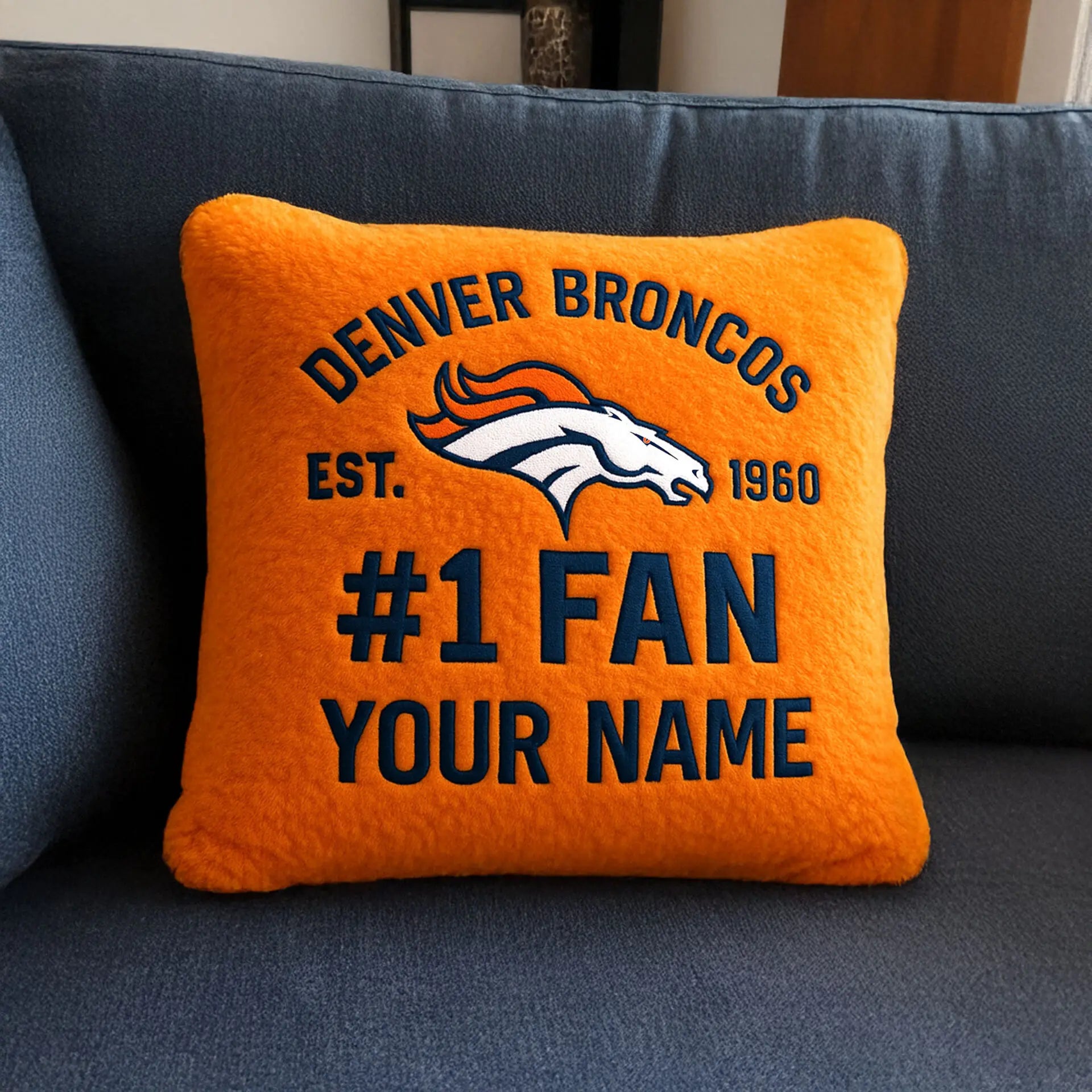 Denver Broncos | Premium Custom Decorative Pillow TD – HuddleStyle.com - Main