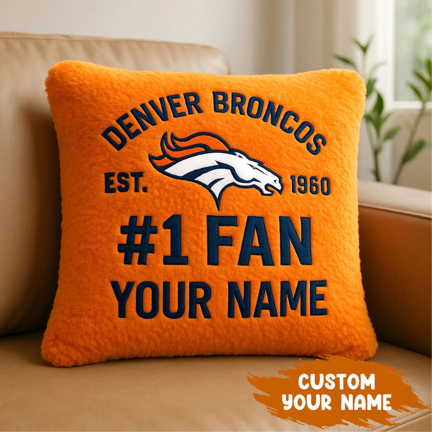 Denver Broncos | Premium Custom Decorative Pillow TD – HuddleStyle.com - Image 4