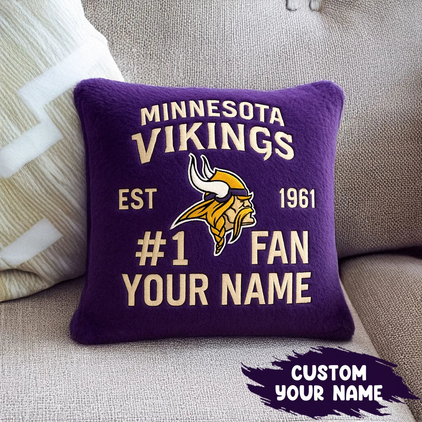 Minnesota Vikings | Premium Custom Decorative Pillow TD – HuddleStyle.com - Image 3