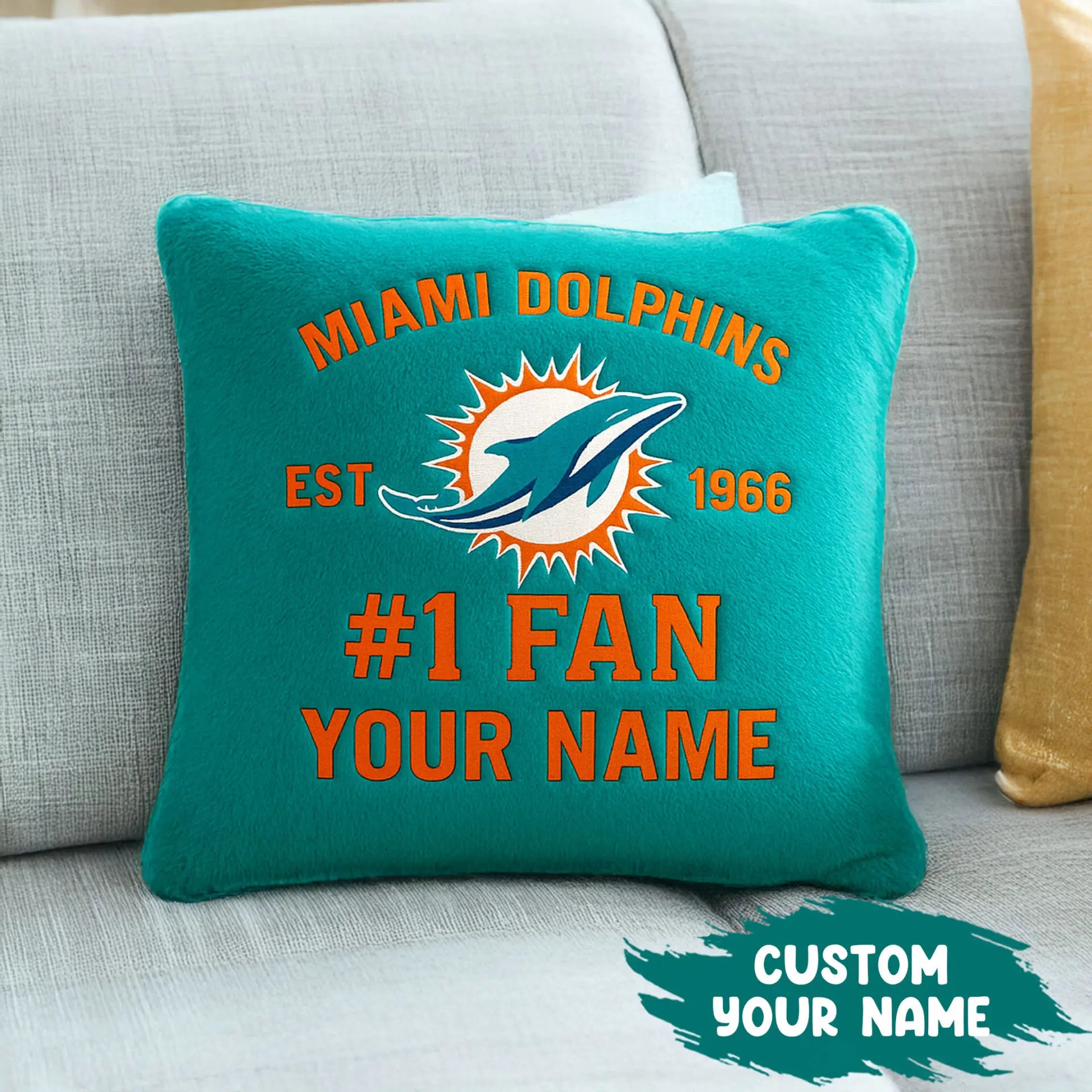 Miami Dolphins | Premium Custom Decorative Pillow TD – HuddleStyle.com - Main