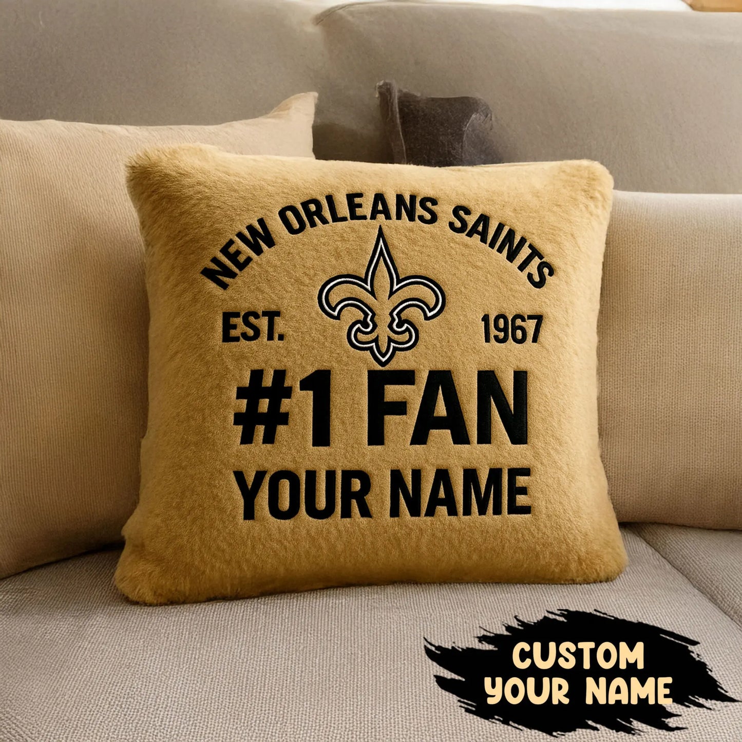 New Orleans Saints | Premium Custom Decorative Pillow TD – HuddleStyle.com - Image 3