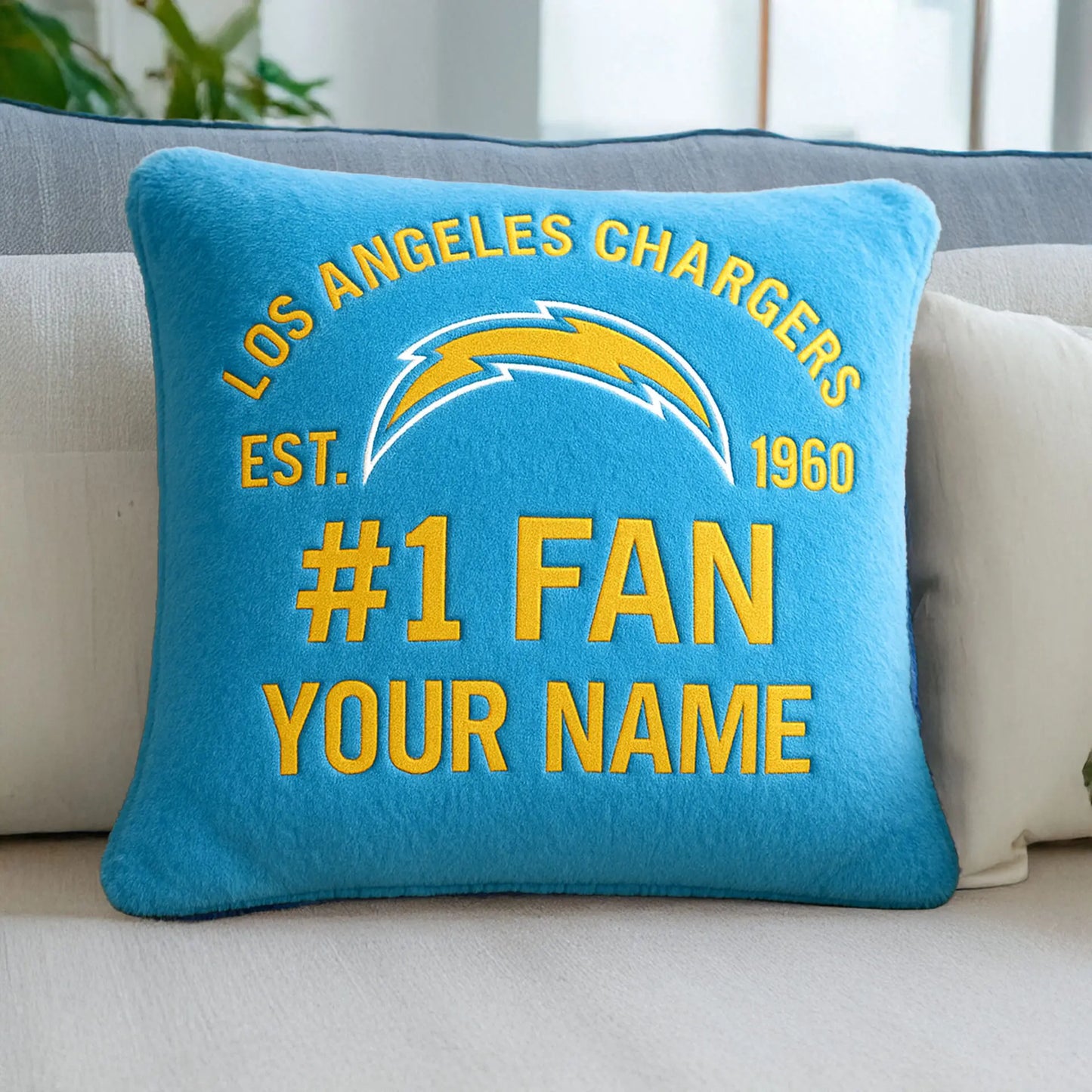 Los Angeles Chargers | Premium Custom Decorative Pillow TD – HuddleStyle.com - Main