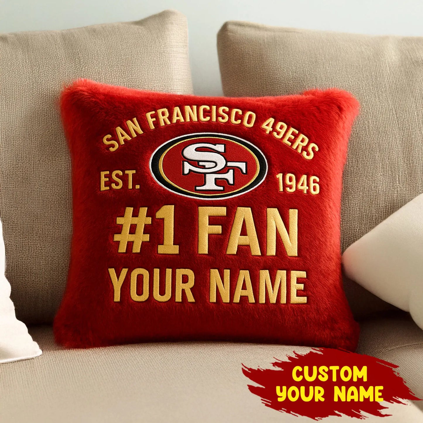 San Francisco 49ers | Premium Custom Decorative Pillow TD – HuddleStyle.com - Image 2