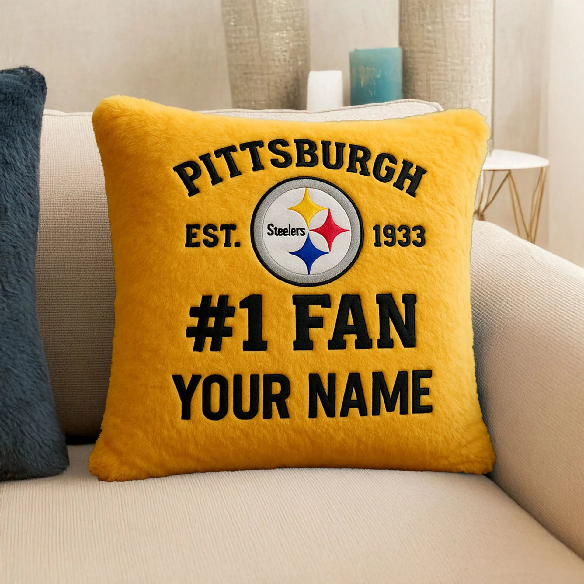 Pittsburgh Steelers | Premium Custom Decorative Pillow TD – HuddleStyle.com - Image 3