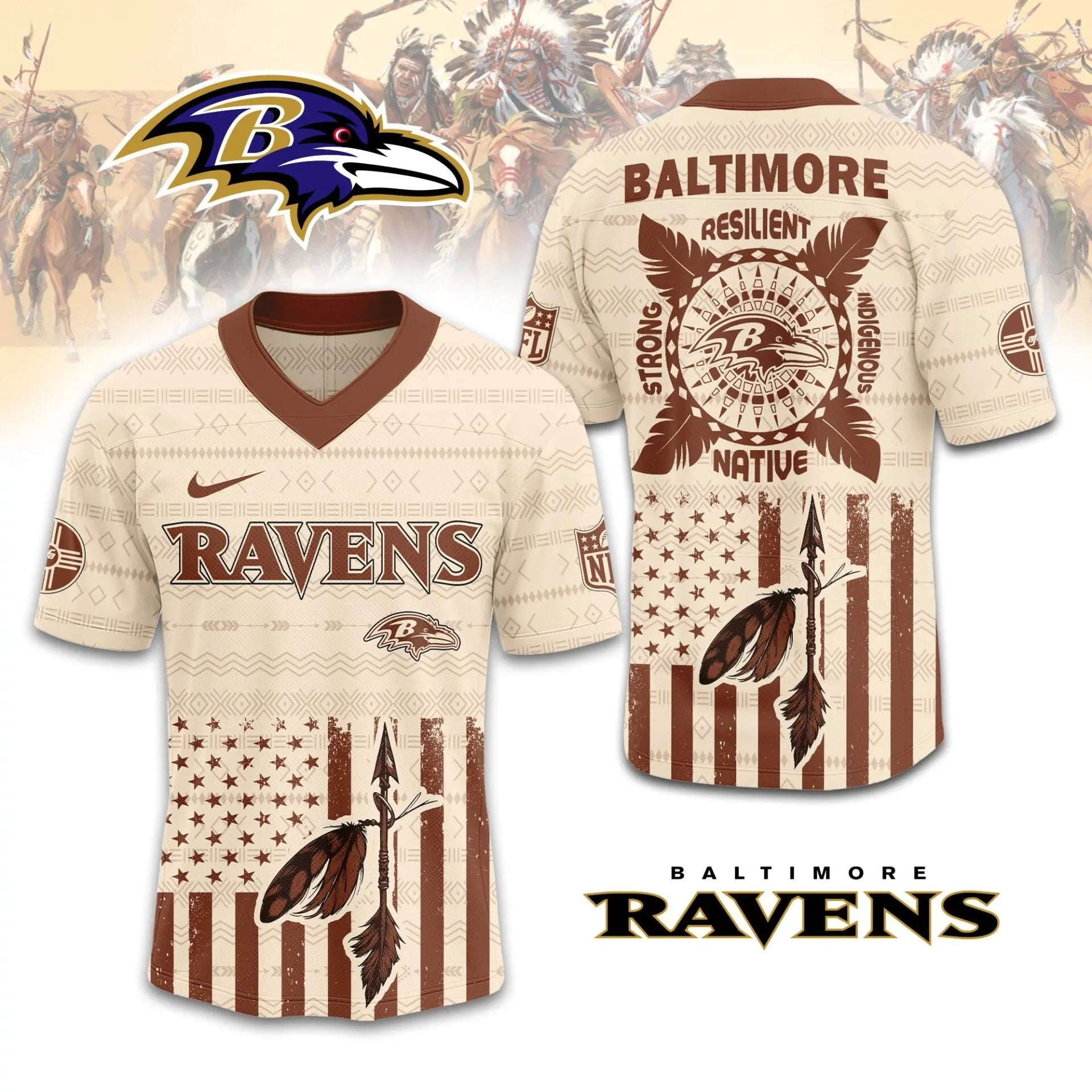 Baltimore Ravens | Premium Native American Jersey TD – HuddleStyle.com - Image 3