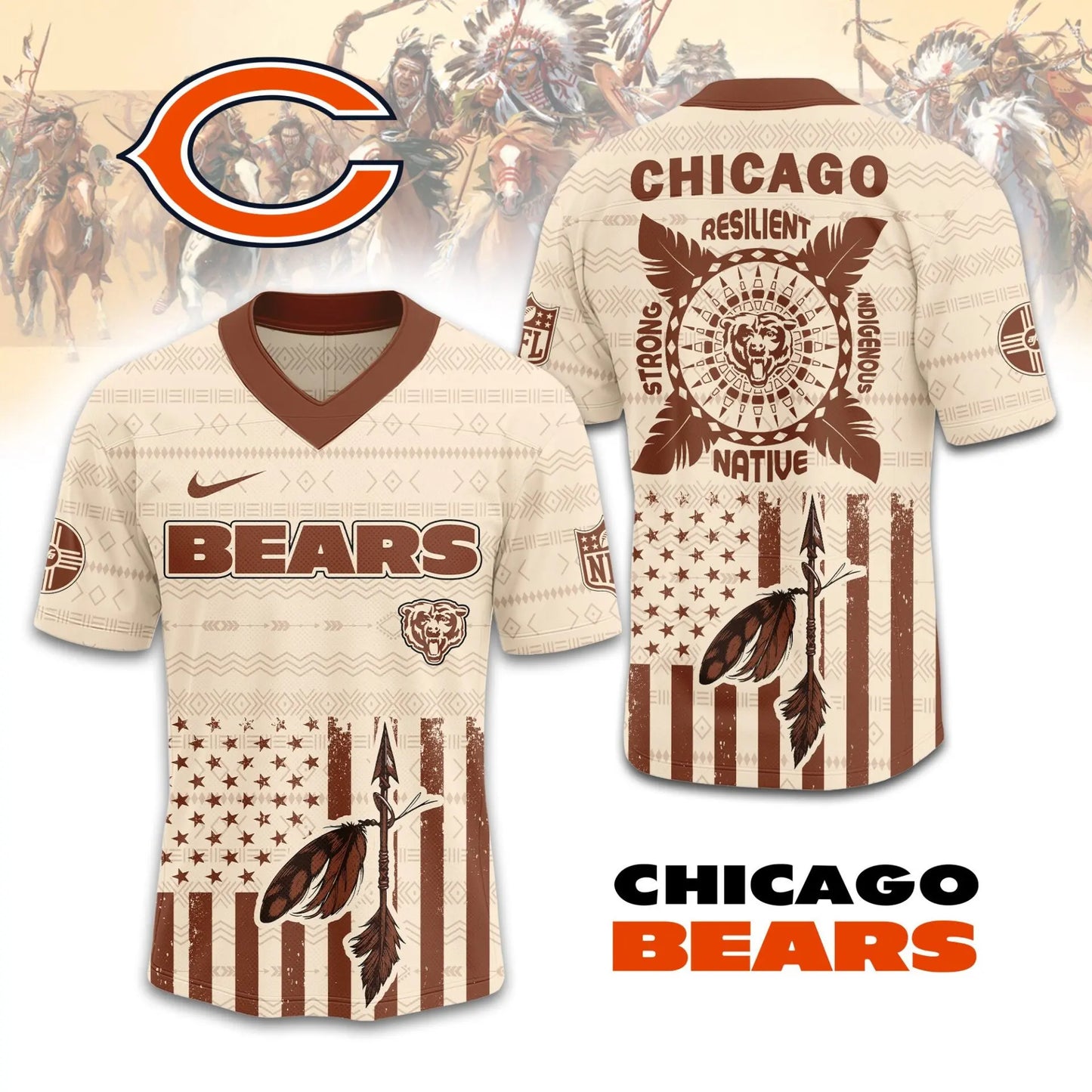Chicago Bears | Premium Native American Jersey TD – HuddleStyle.com - Image 4