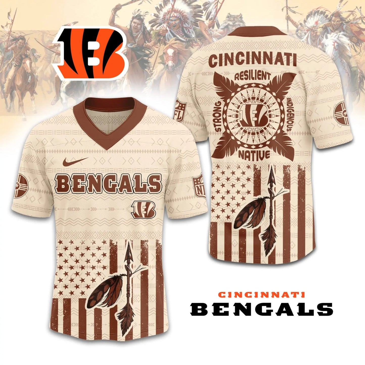 Cincinnati Bengals | Premium Native American Jersey TD – HuddleStyle.com - Image 3