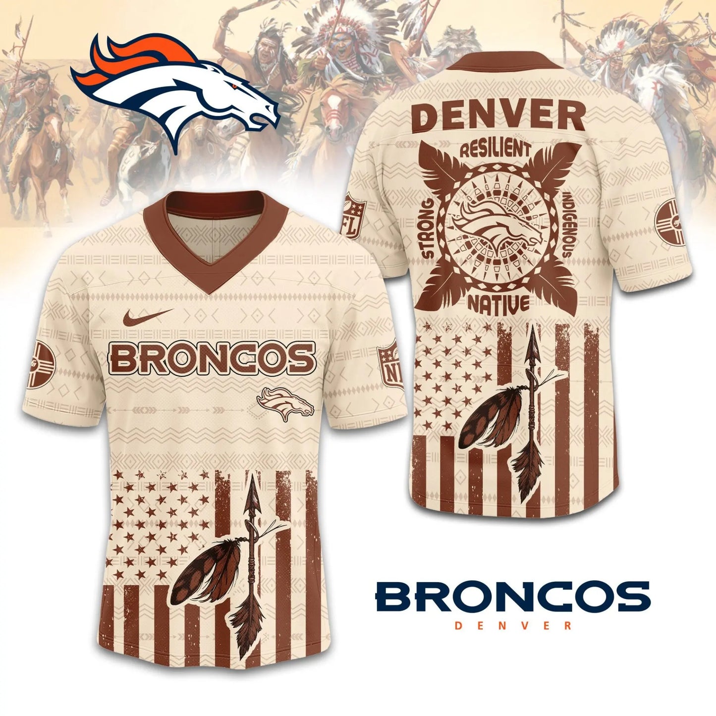 Denver Broncos | Premium Native American Jersey TD – HuddleStyle.com - Image 2