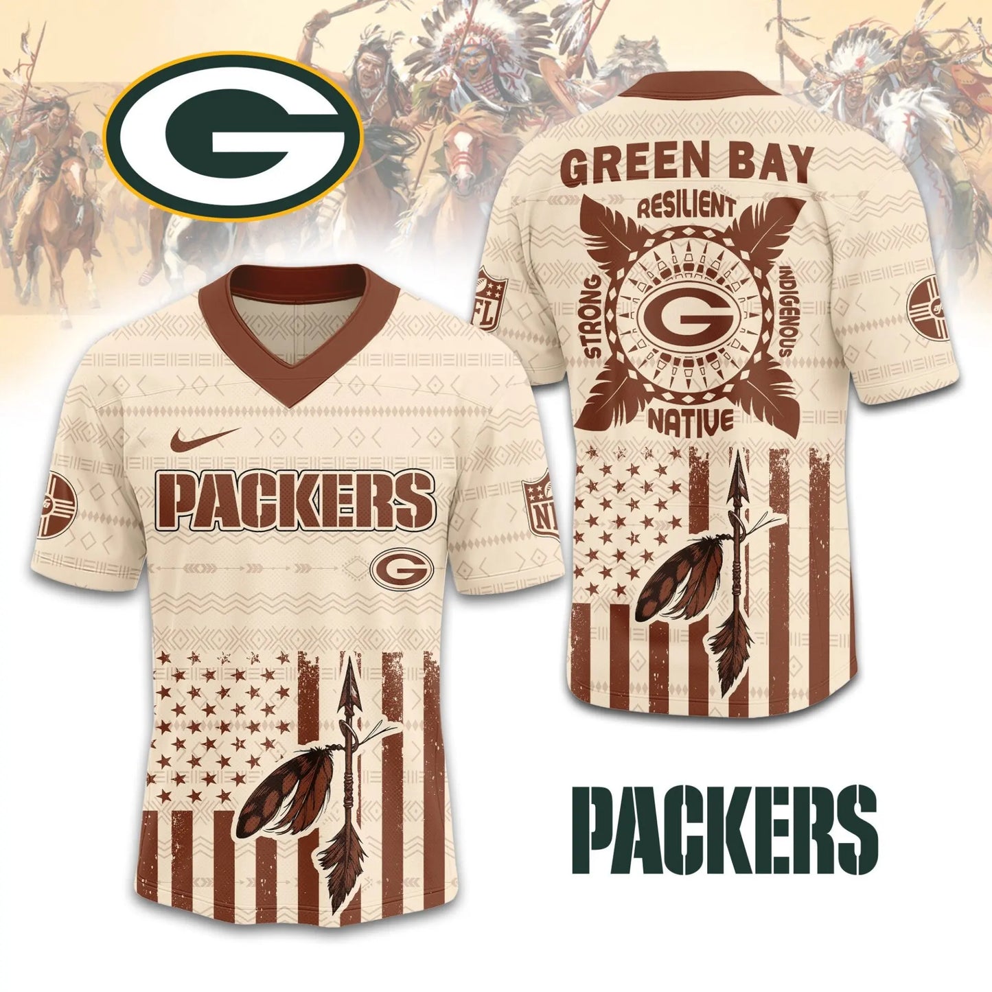 Green Bay Packers | Premium Native American Jersey TD – HuddleStyle.com - Image 4