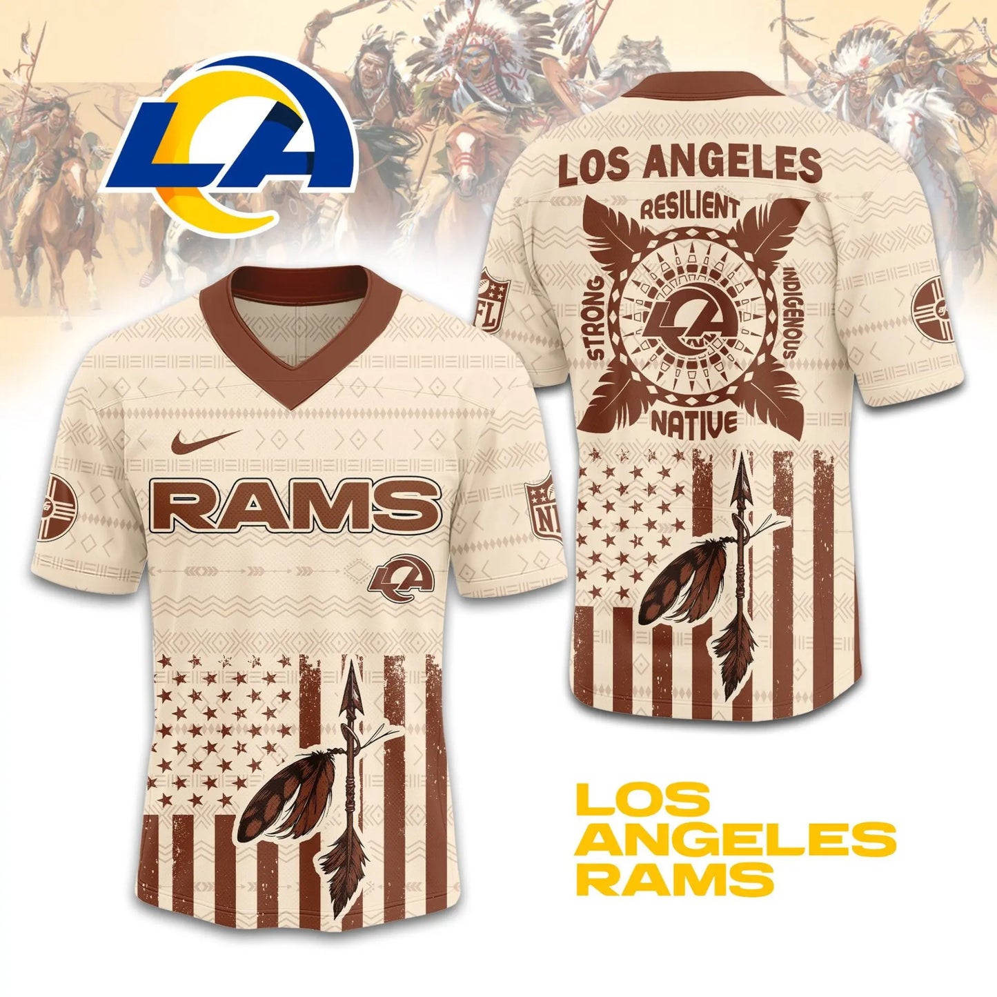 Los Angeles Rams | Premium Native American Jersey TD – HuddleStyle.com - Image 4