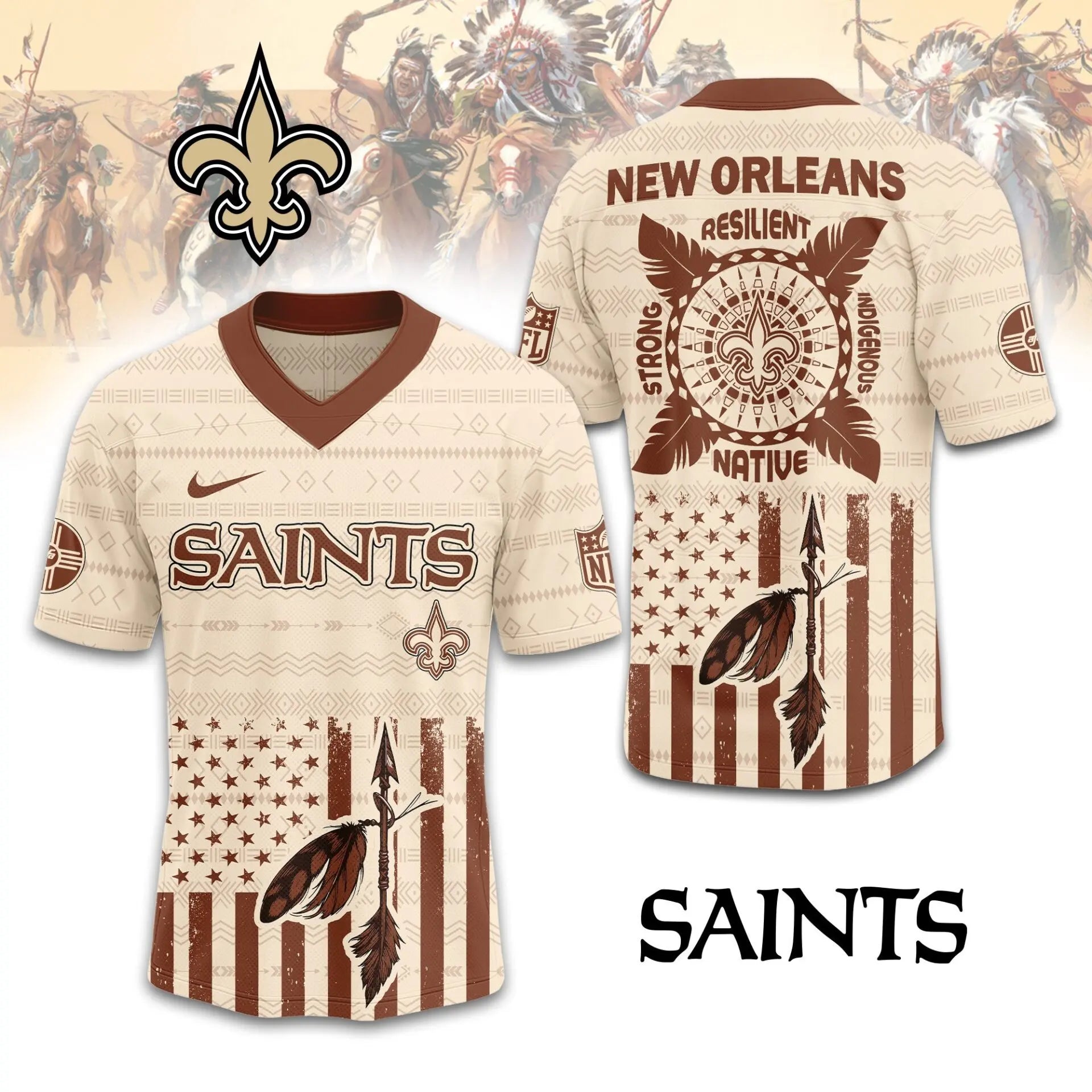 New Orleans Saints | Premium Native American Jersey TD – HuddleStyle.com - Image 4