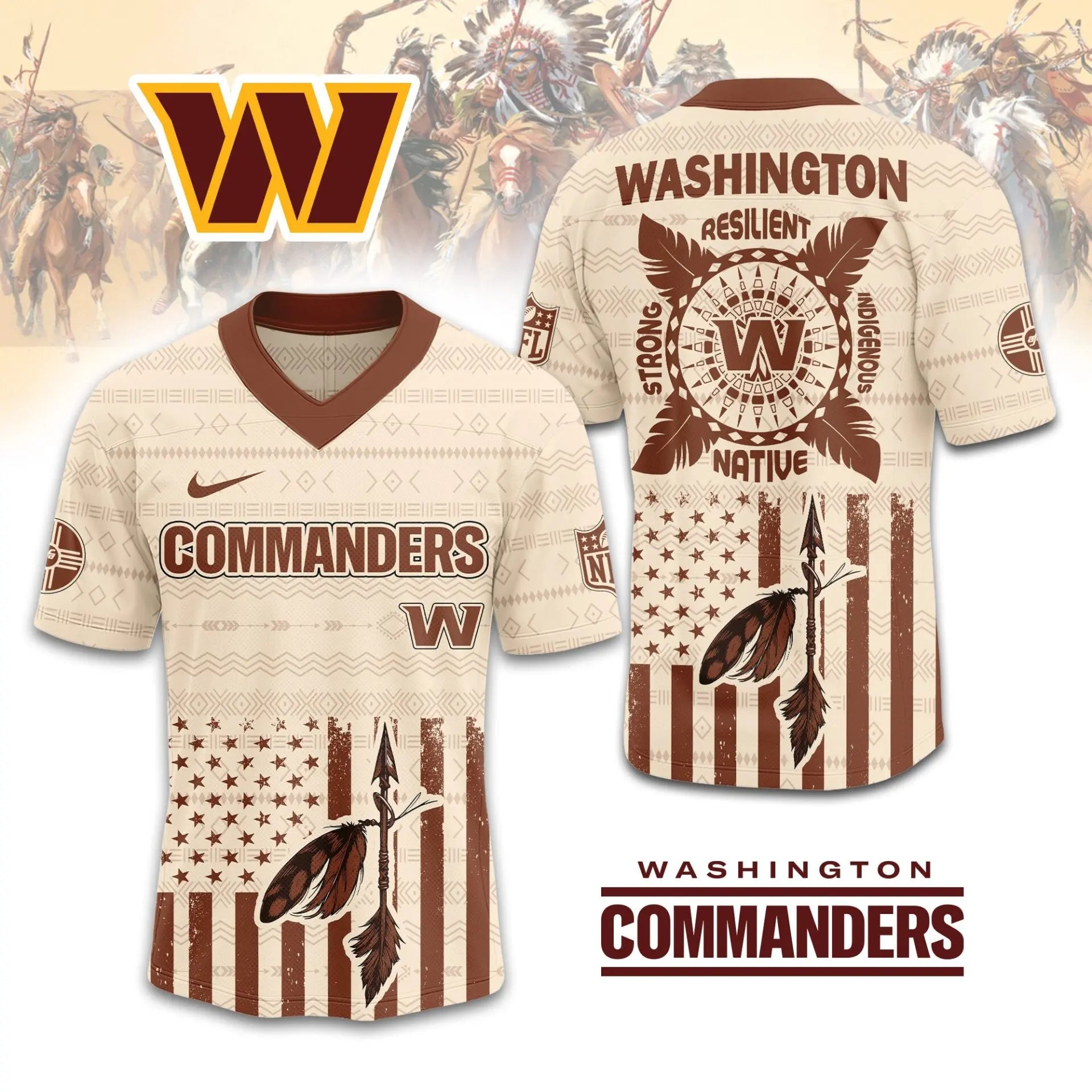 Washington Commanders | Premium Native American Jersey TD – HuddleStyle.com - Main