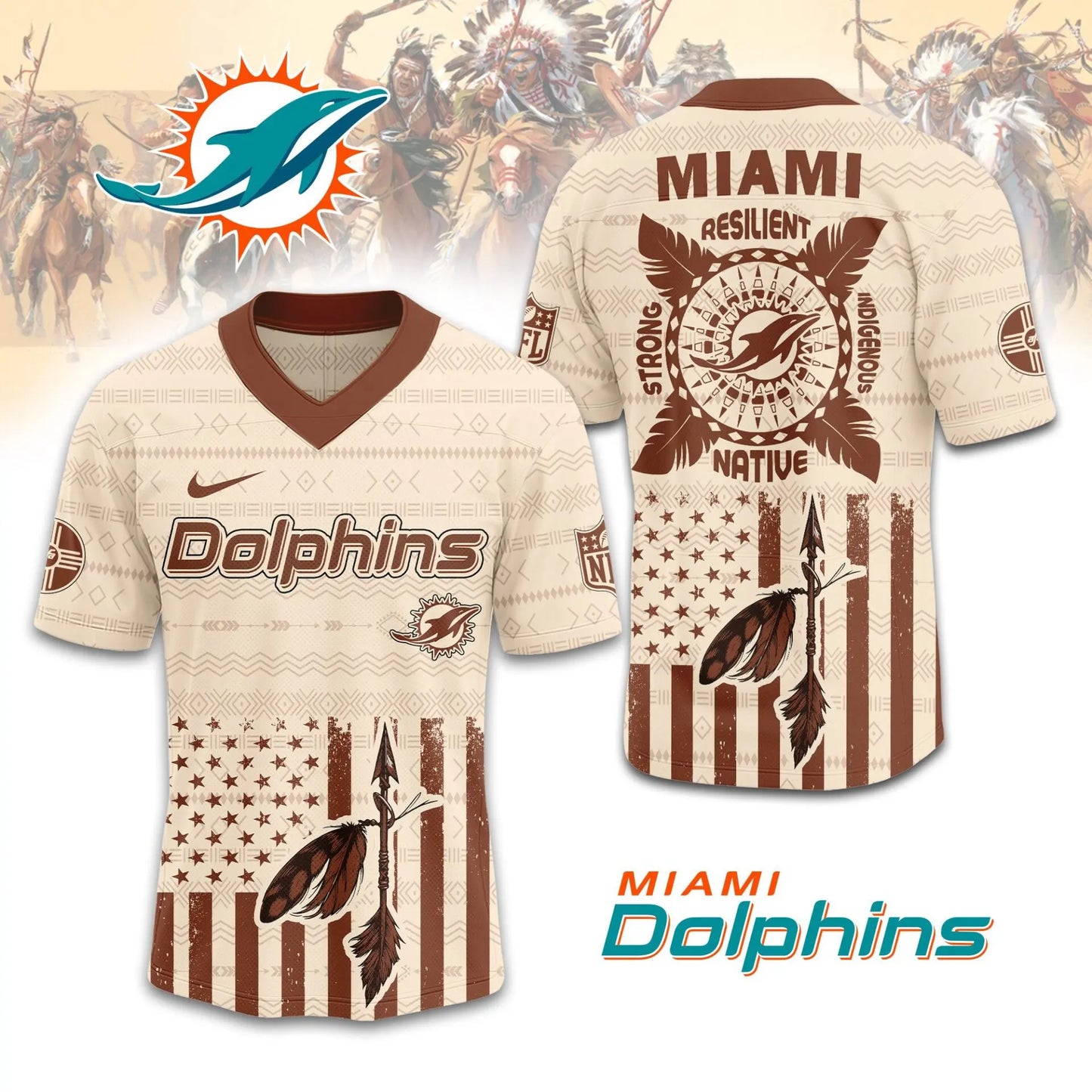 Miami Dolphins | Premium Native American Jersey TD – HuddleStyle.com - Image 4