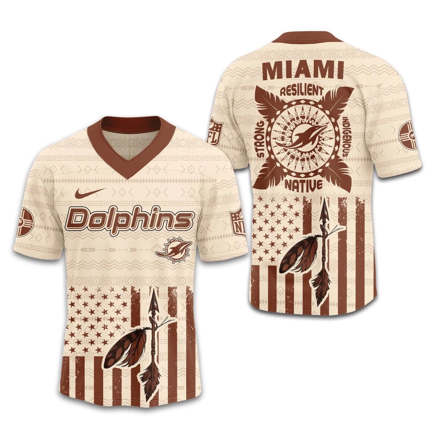 Miami Dolphins | Premium Native American Jersey TD – HuddleStyle.com - Image 2