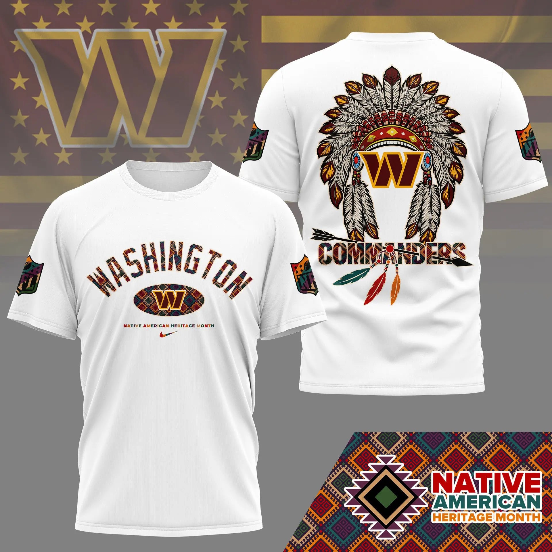 Washington Commanders |Premium Native American Heritage Month 3D Shirt NY – HuddleStyle.com - Image 3