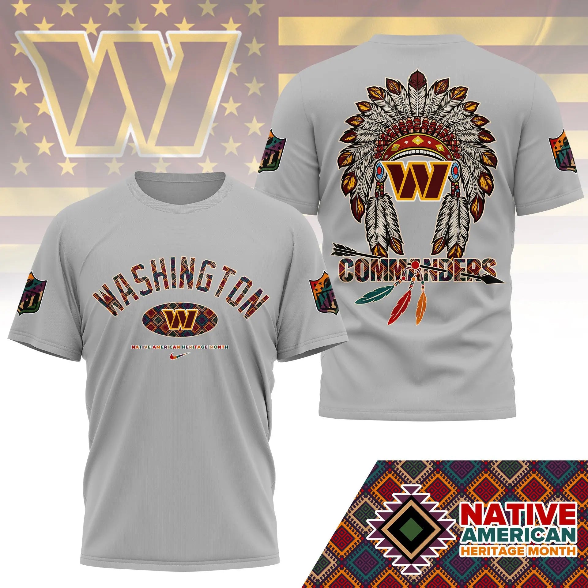 Washington Commanders |Premium Native American Heritage Month 3D Shirt NY – HuddleStyle.com - Image 2