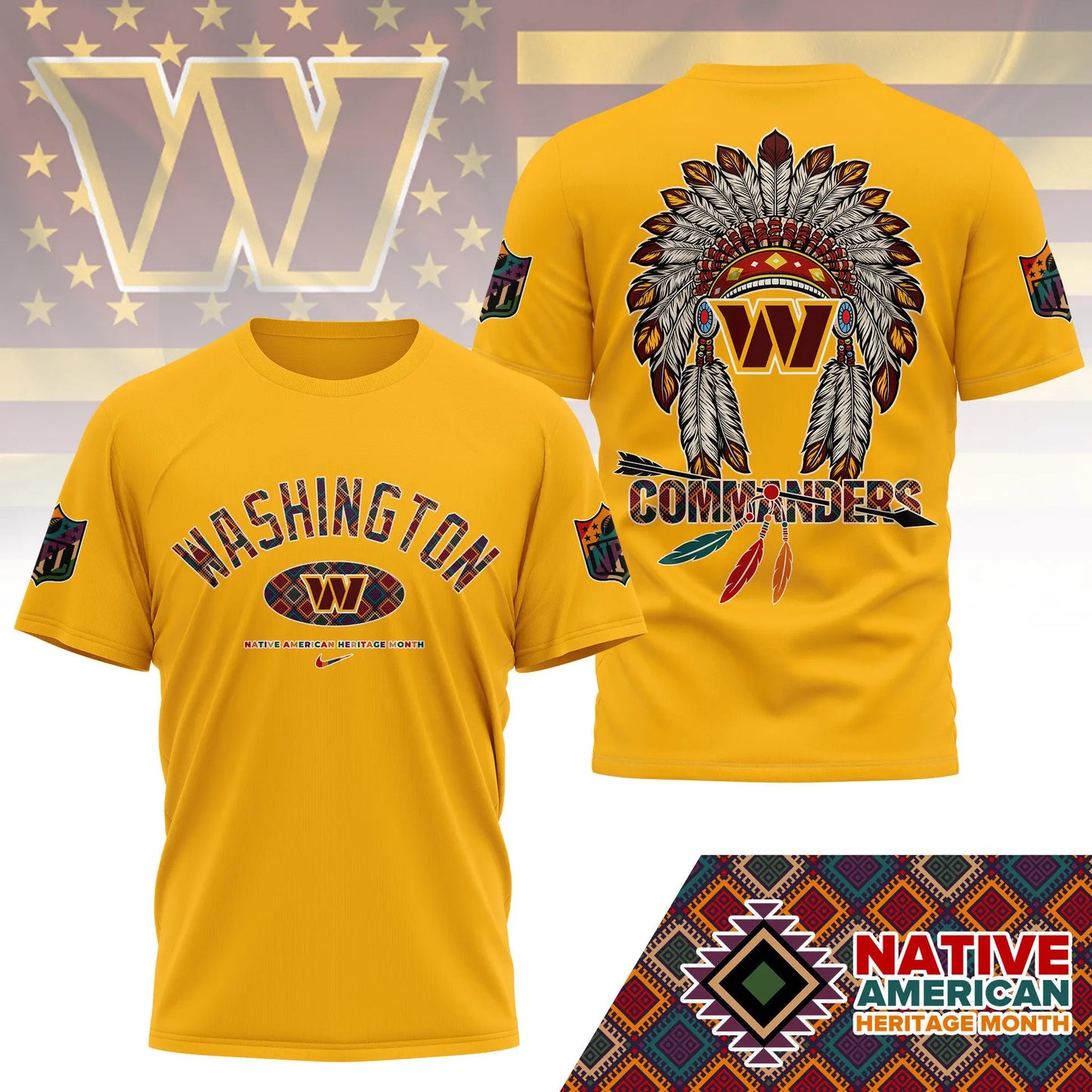 Washington Commanders |Premium Native American Heritage Month 3D Shirt NY – HuddleStyle.com - Image 4