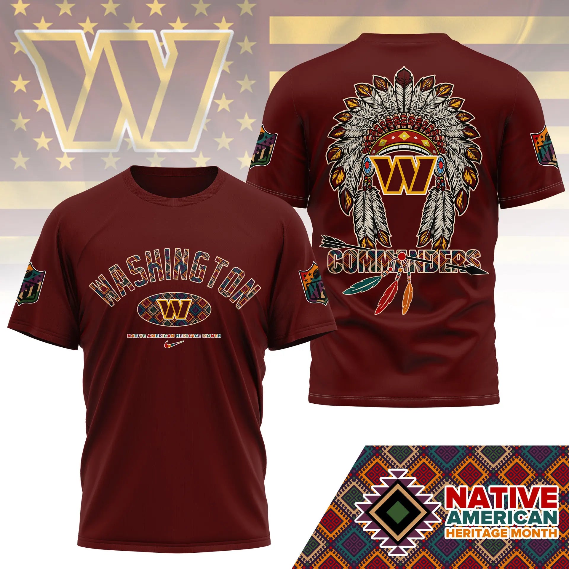 Washington Commanders |Premium Native American Heritage Month 3D Shirt NY – HuddleStyle.com - Image 5
