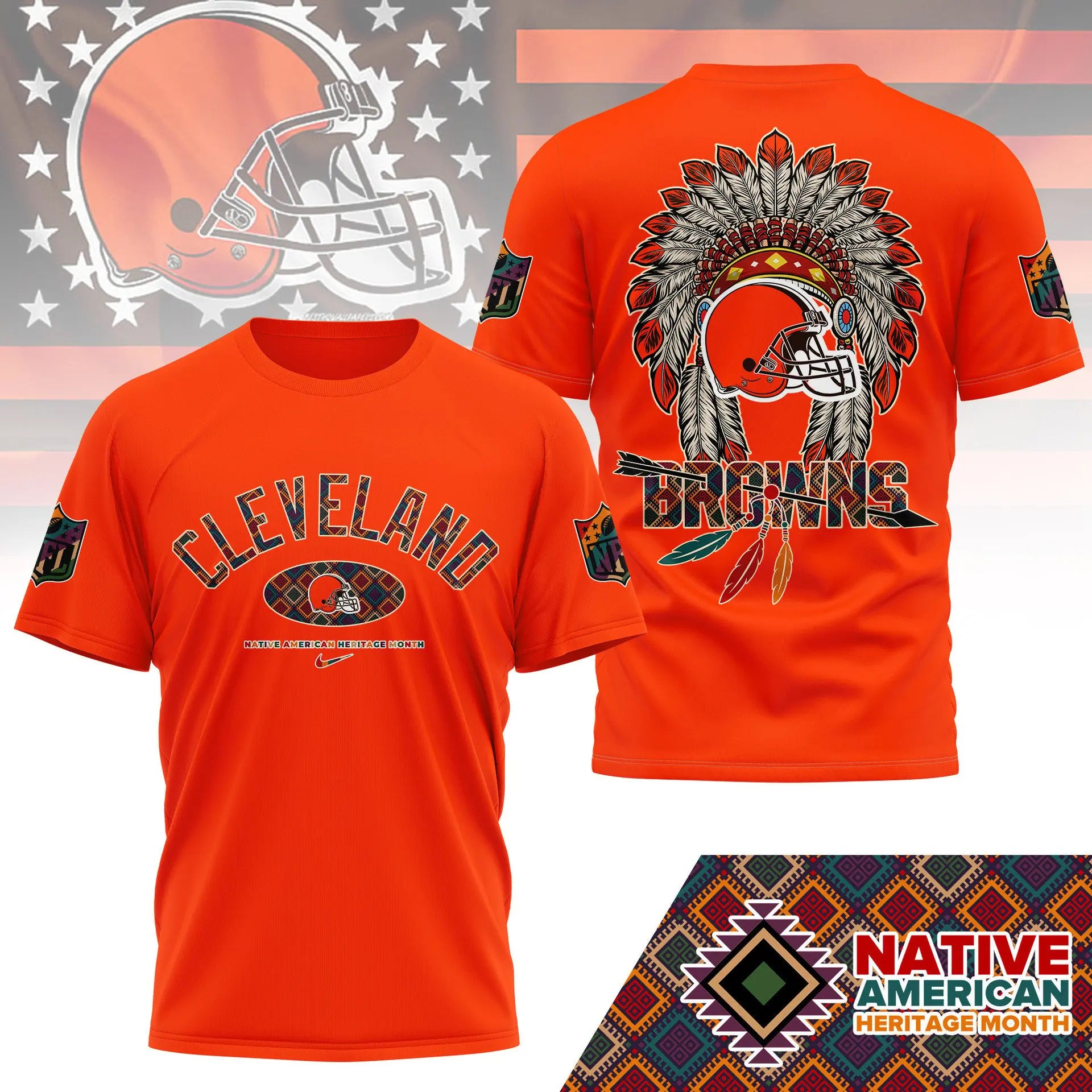 Cleveland Browns |Premium Native American Heritage Month 3D Shirt NY – HuddleStyle.com - Image 4